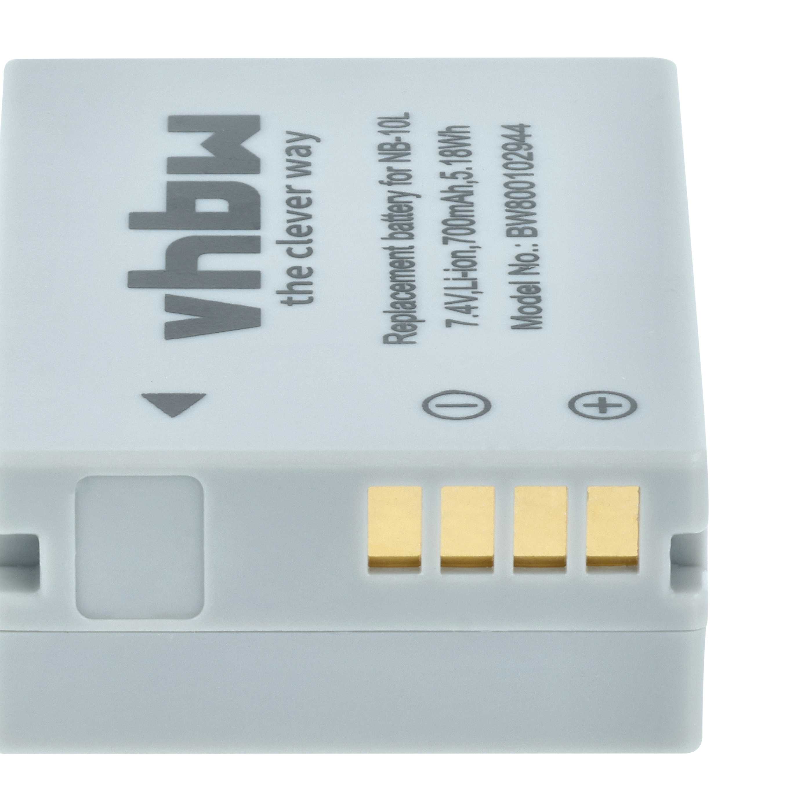 2x Battery replaces Canon NB-10L - 700mAh, 7.4V, Li-Ion