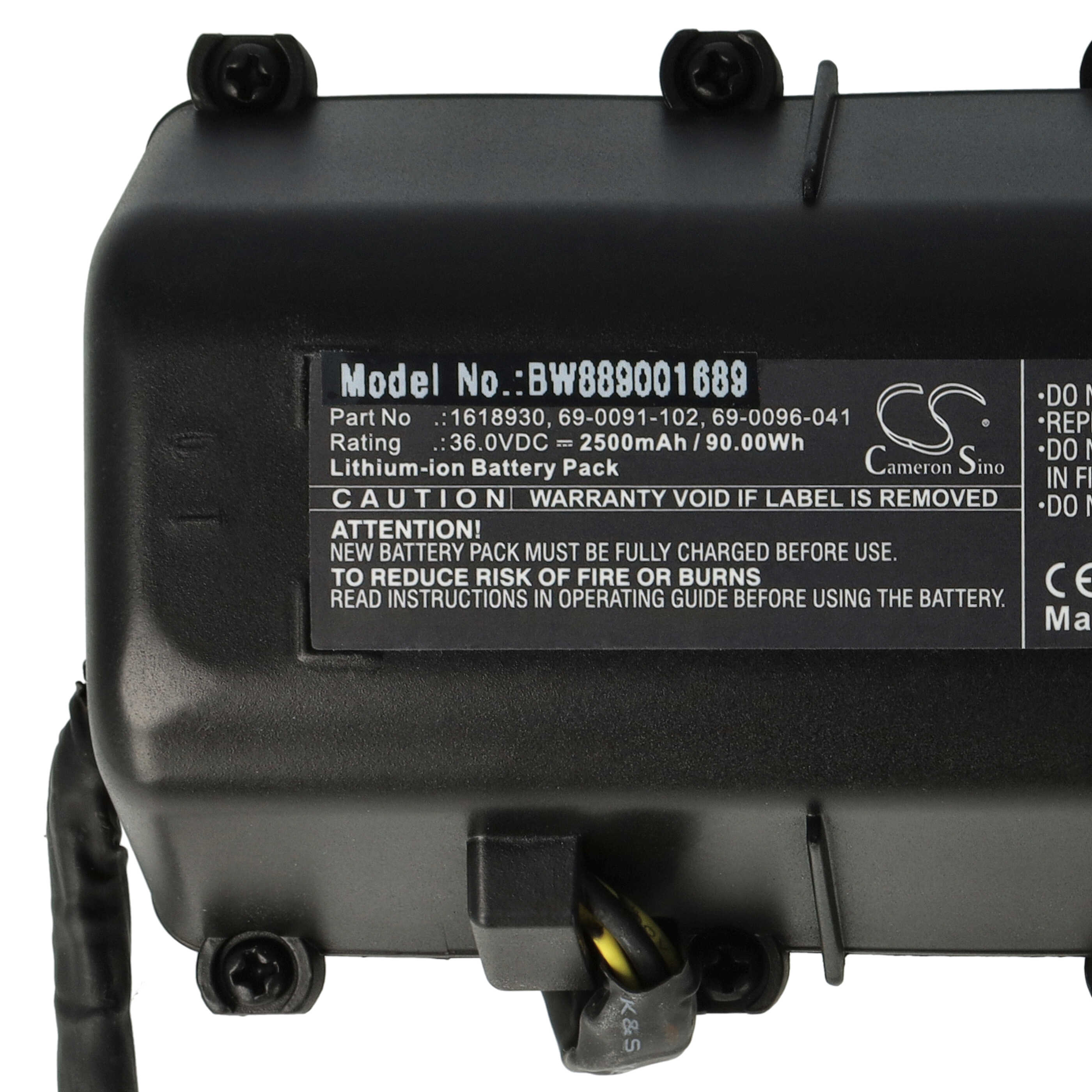 Battery replaces Bissell 1618930, 69-0096-041, 69-009, 1-102, 1900000000 for Bissell 2500mAh, 36V, Li-Ion