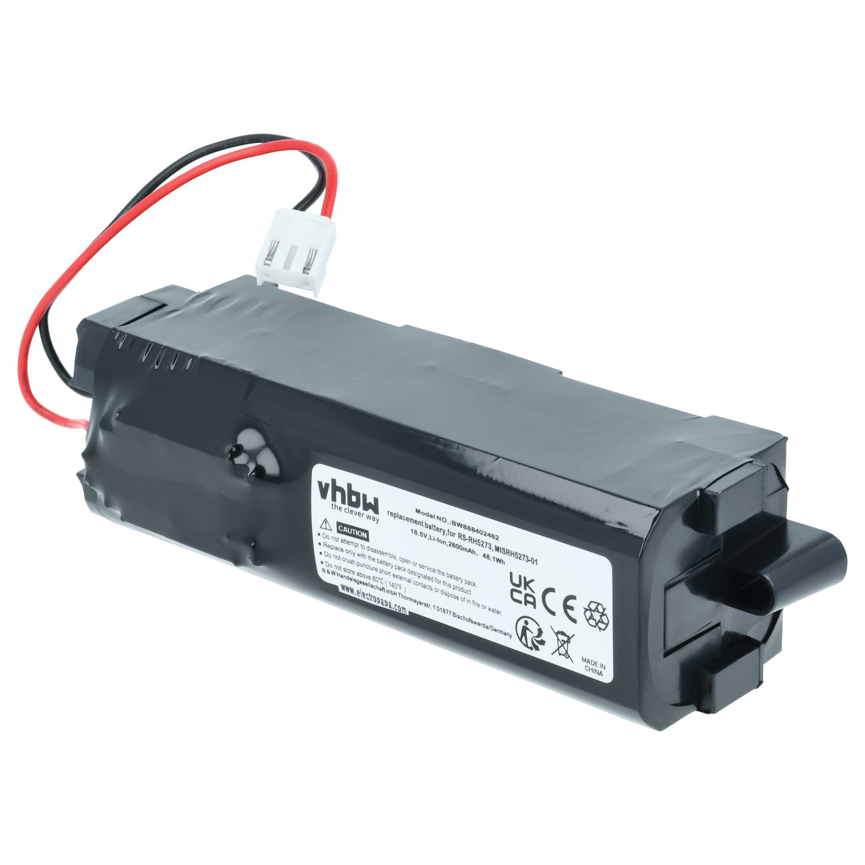 Battery replaces Rowenta MISRH5273-01, RS-RH5273 for Tefal etc. 2600mAh, 18.5V, Li-polymer