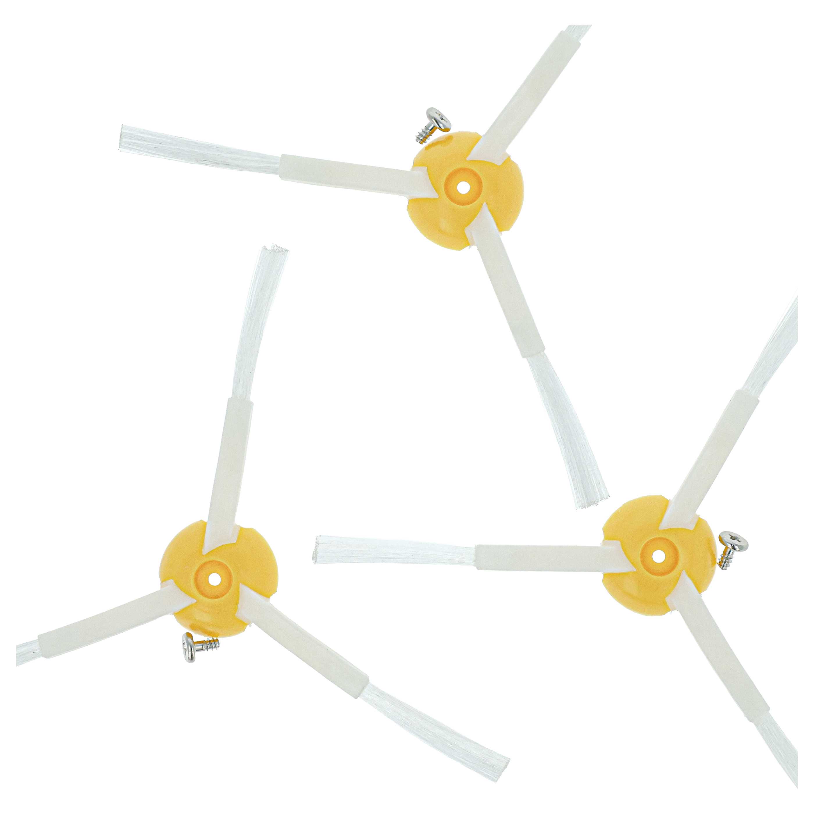 3x Side Brush suitable for iRobot Roomba 866, 876, 900, 960 Robot Vacuum Cleaner - 3-armed, white, yellow