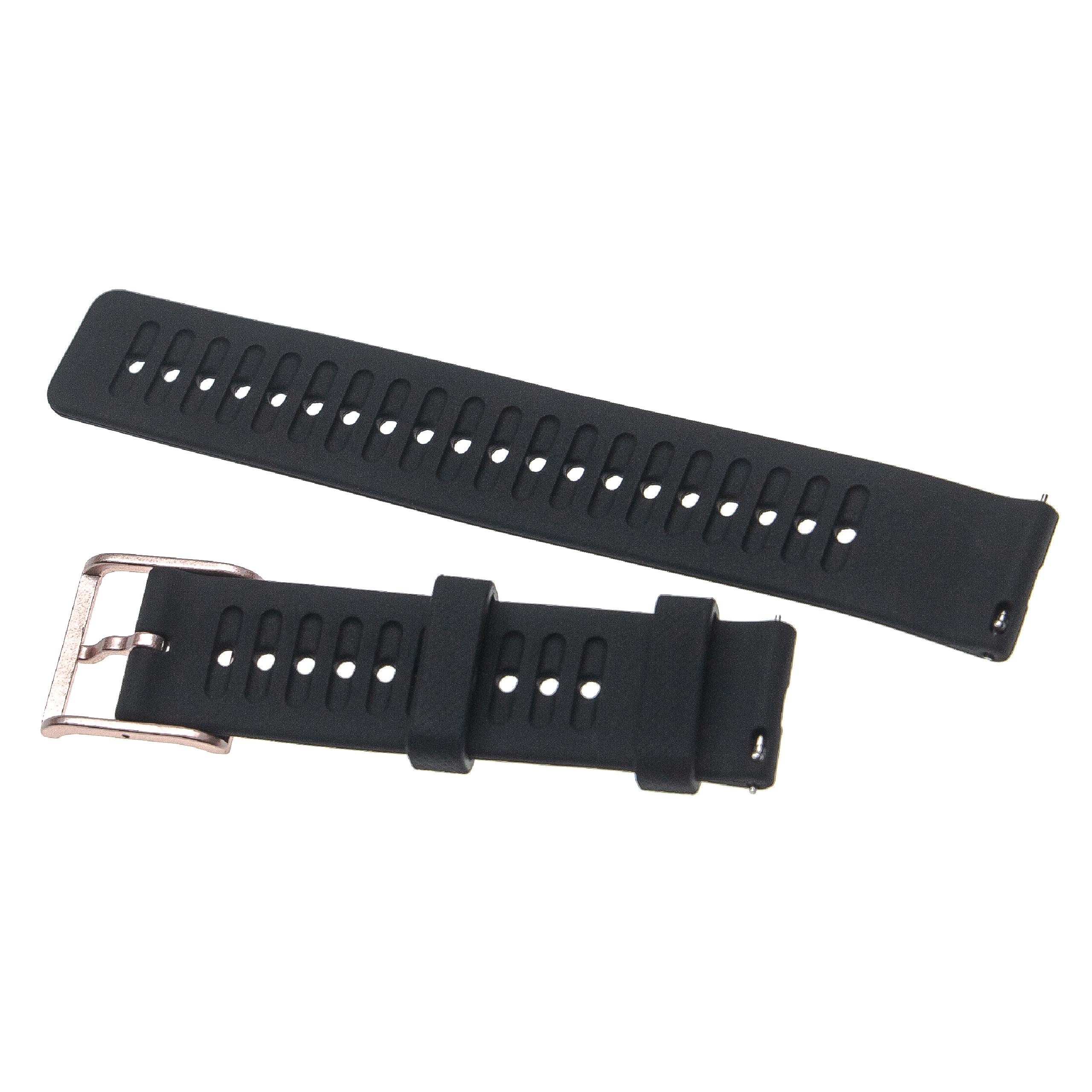 Bracelet pour montre intelligente Polar - 12,8 + 9,1 cm de long, 20mm de large, silicone, noir, rosa-metallic