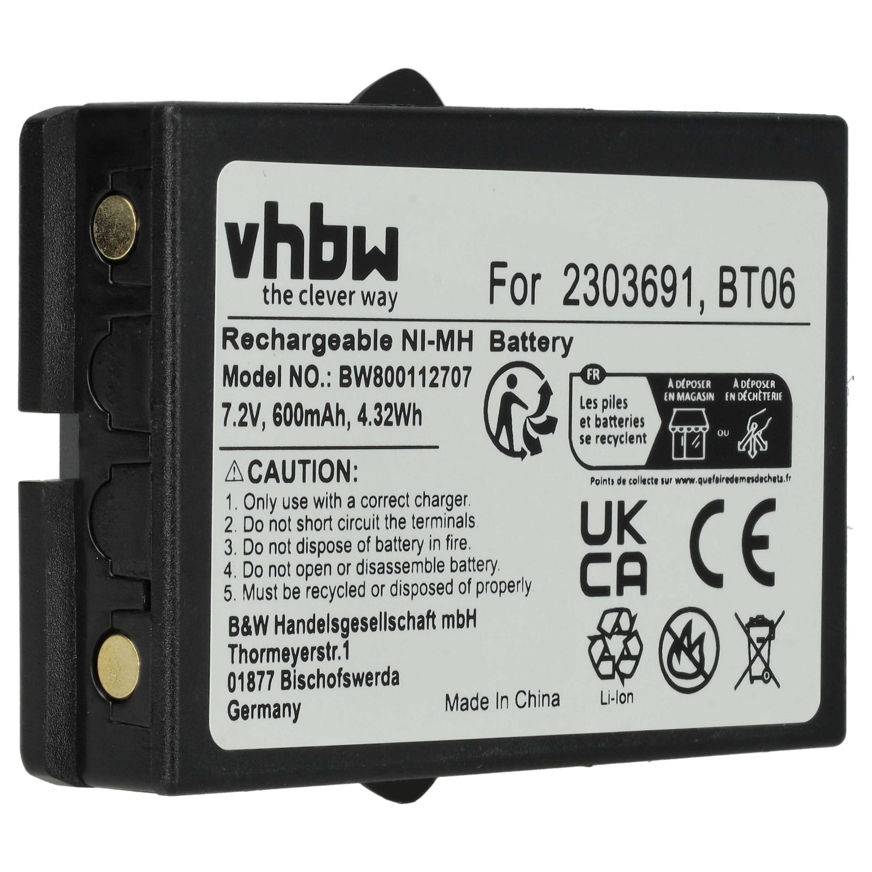 Akku als Ersatz für Danfoss 2303691, BT06 Steuerung - 600mAh 7,2V NiMH