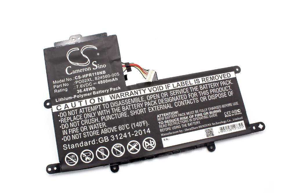 Batterie remplace HP 823908-2C1, HSTNN-DB-G, 824560-005 pour ordinateur portable - 4800mAh 7,6V Li-polymère
