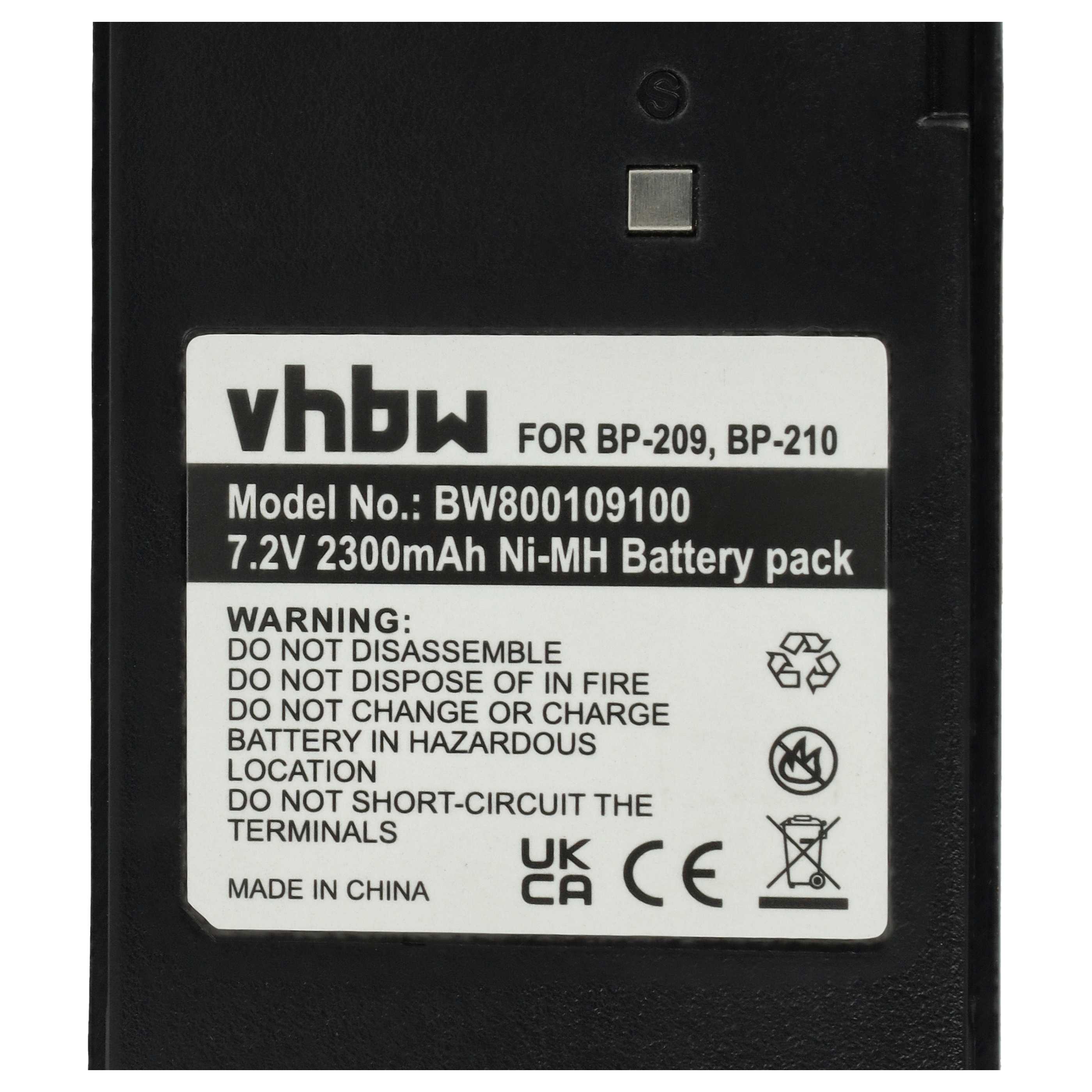 Radio Battery replaces BP-209, BP-211, BP-210N, BP-209N, BP-210, BP-211N - 2300 mAh 7.2 V NiMH + Belt Clip