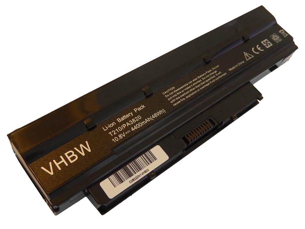 Notebook Battery Replacement for Toshiba PABAS231, PA3820U-1BRS, PA3821U-1BRS - 4400mAh 10.8V Li-Ion, black