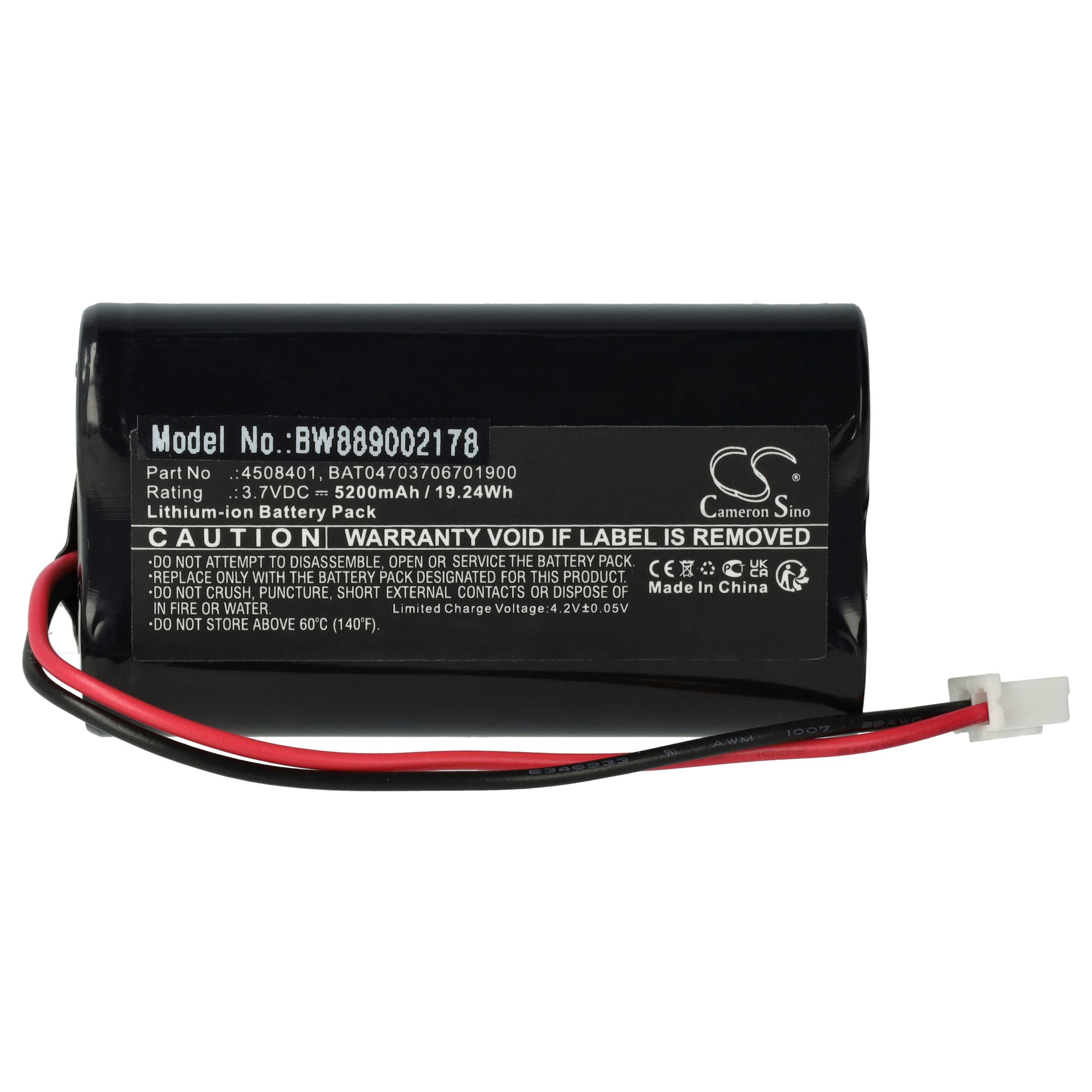 Tischlampe-Akku als Ersatz für BAT04703706701900, 4508401 - 5200mAh 3,7V Li-Ion