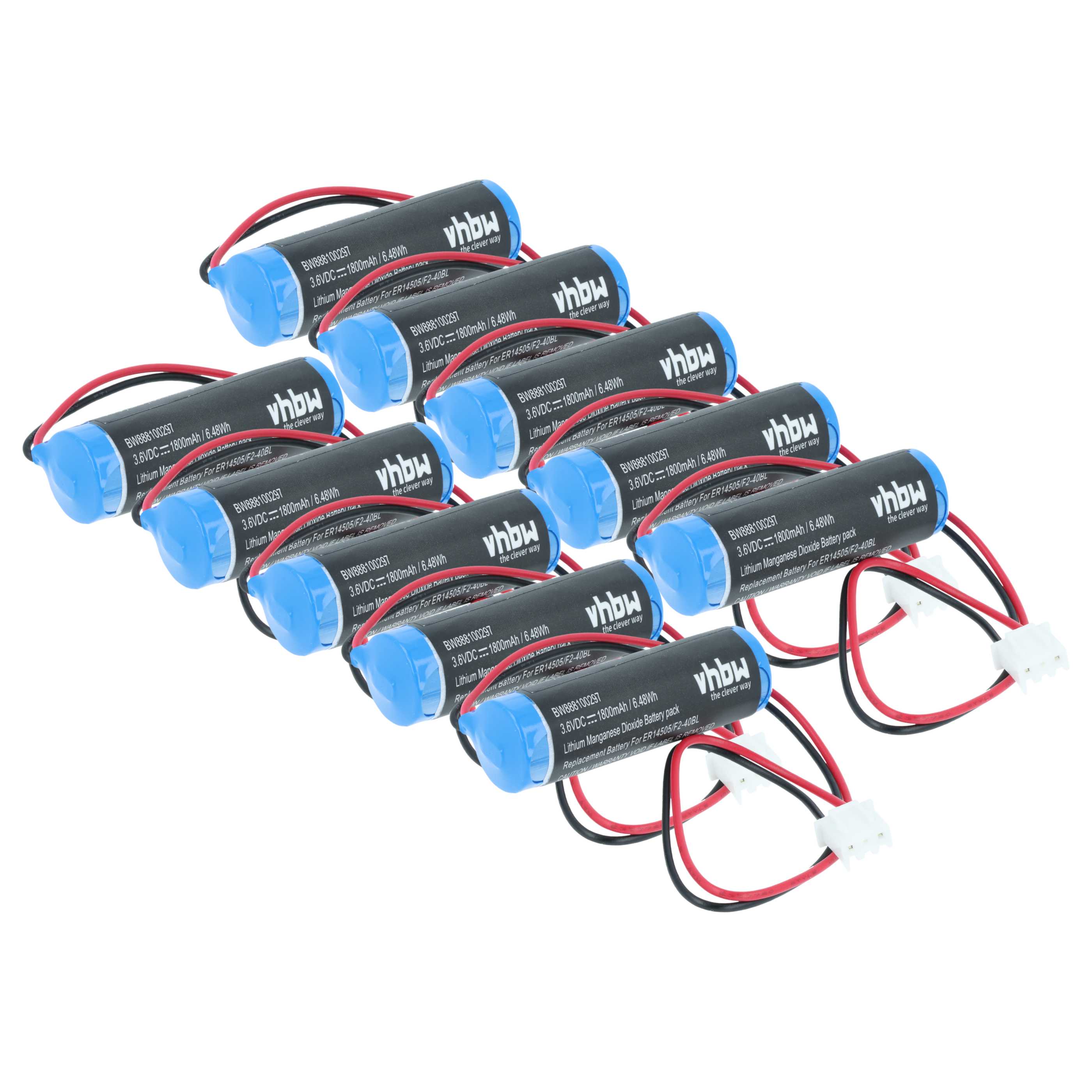 10x Bateria do PLC programowalnego sterownika zamiennik Mitsubishi F2-40BL, FX2N-48M - 1800 mAh 3,6 V Li-SOCl2