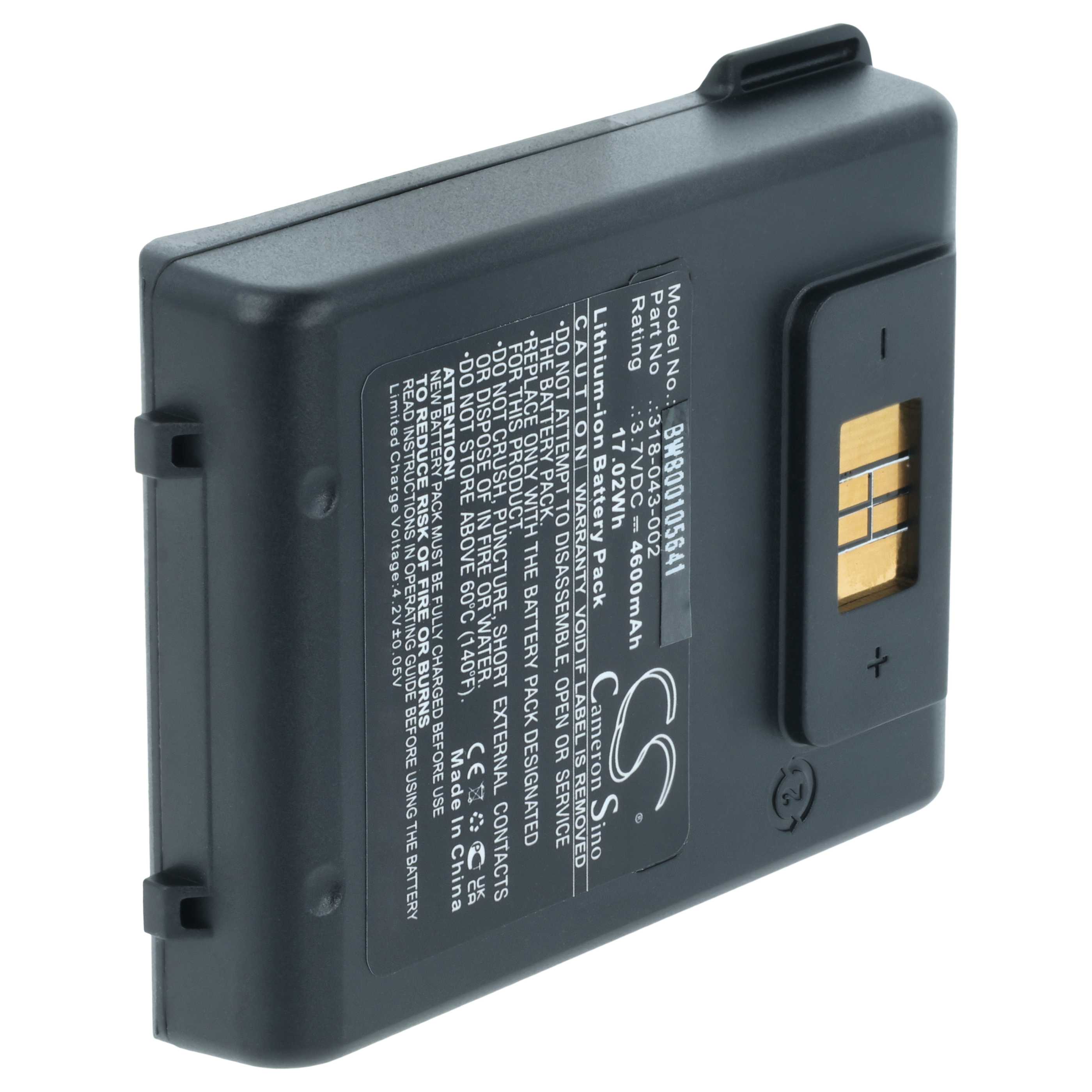 2x Batería reemplaza Intermec 318-043-002, 1000AB01 para escáner código de barras (4600 mAh, 3,7 V, Li-Ion)