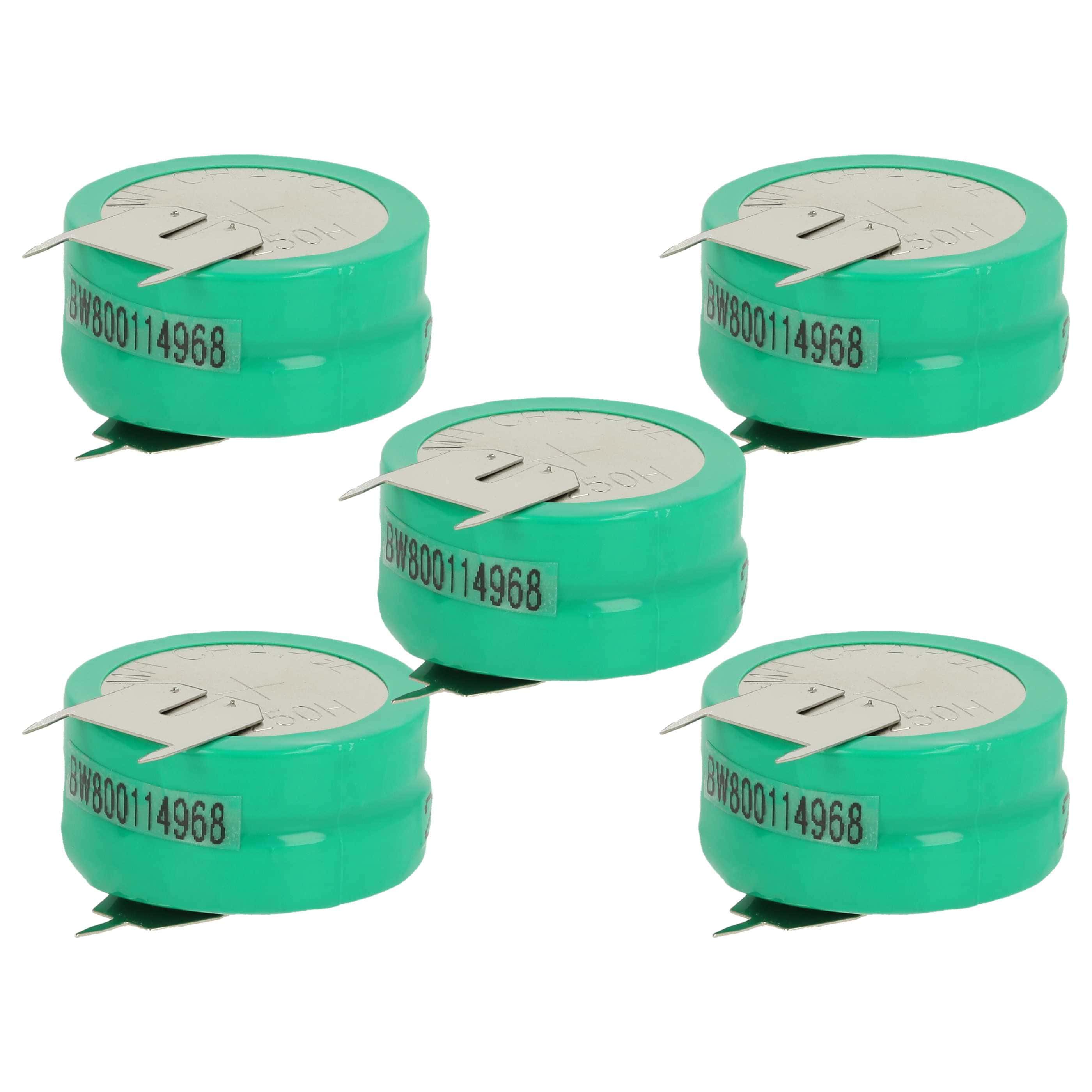 5x Button Cell Battery Type 2/V250H 3 Pins for Model Building Solar Lamps etc. - 250 mAh 2.4 V NiMH