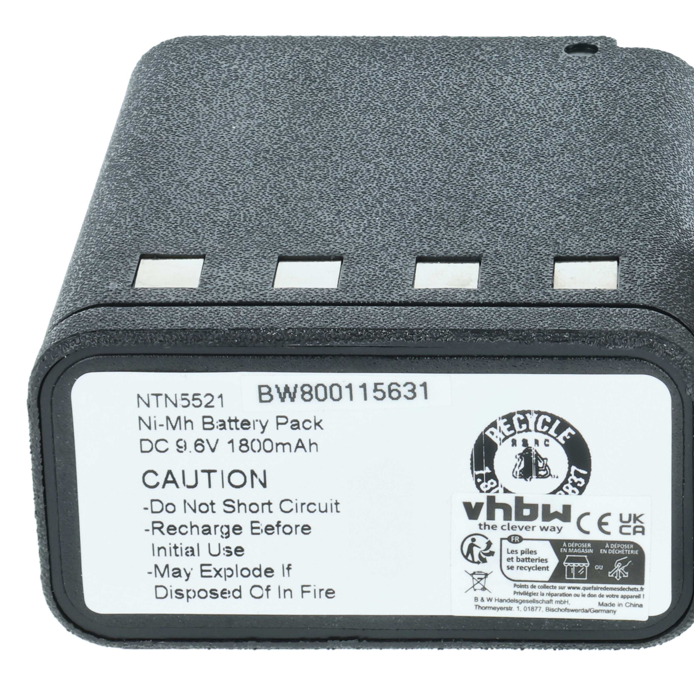 Radio 5x Battery replaces Bullard BU32H1-A, BNH-5447TIC - 1800 mAh 9.6 V NiMH