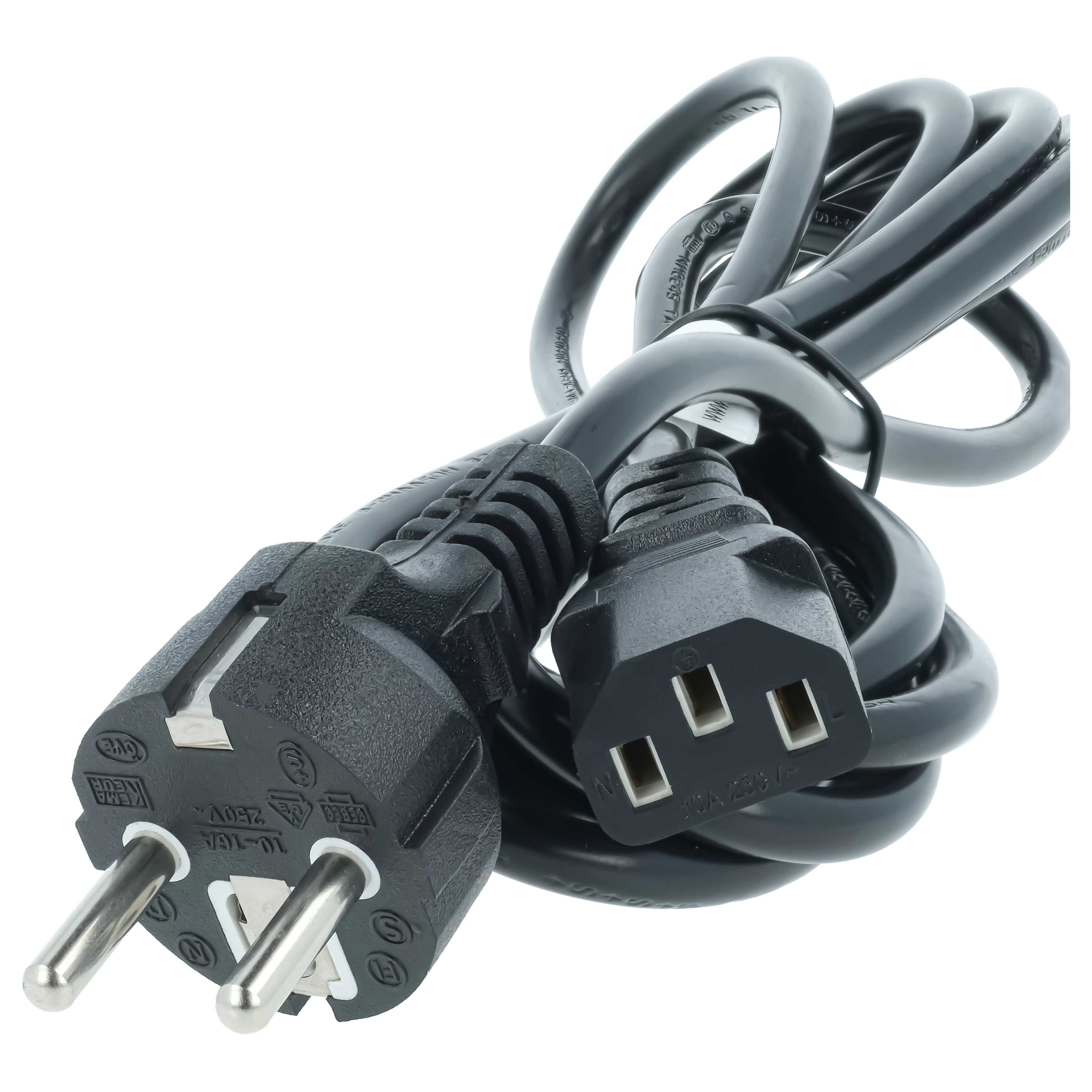 5x C13 Power Cable Euro Plug suitable for Devices e.g. PC Monitor Computer - 3 m