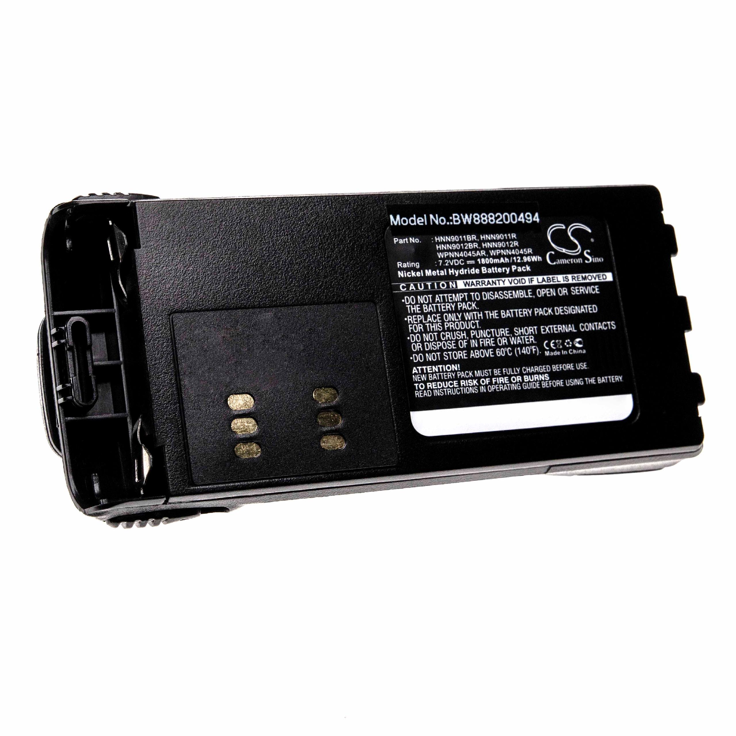 Batería reemplaza Motorola HMNN4151 para radio, walkie-talkie Motorola - 1800 mAh 7,2 V NiMH con clip