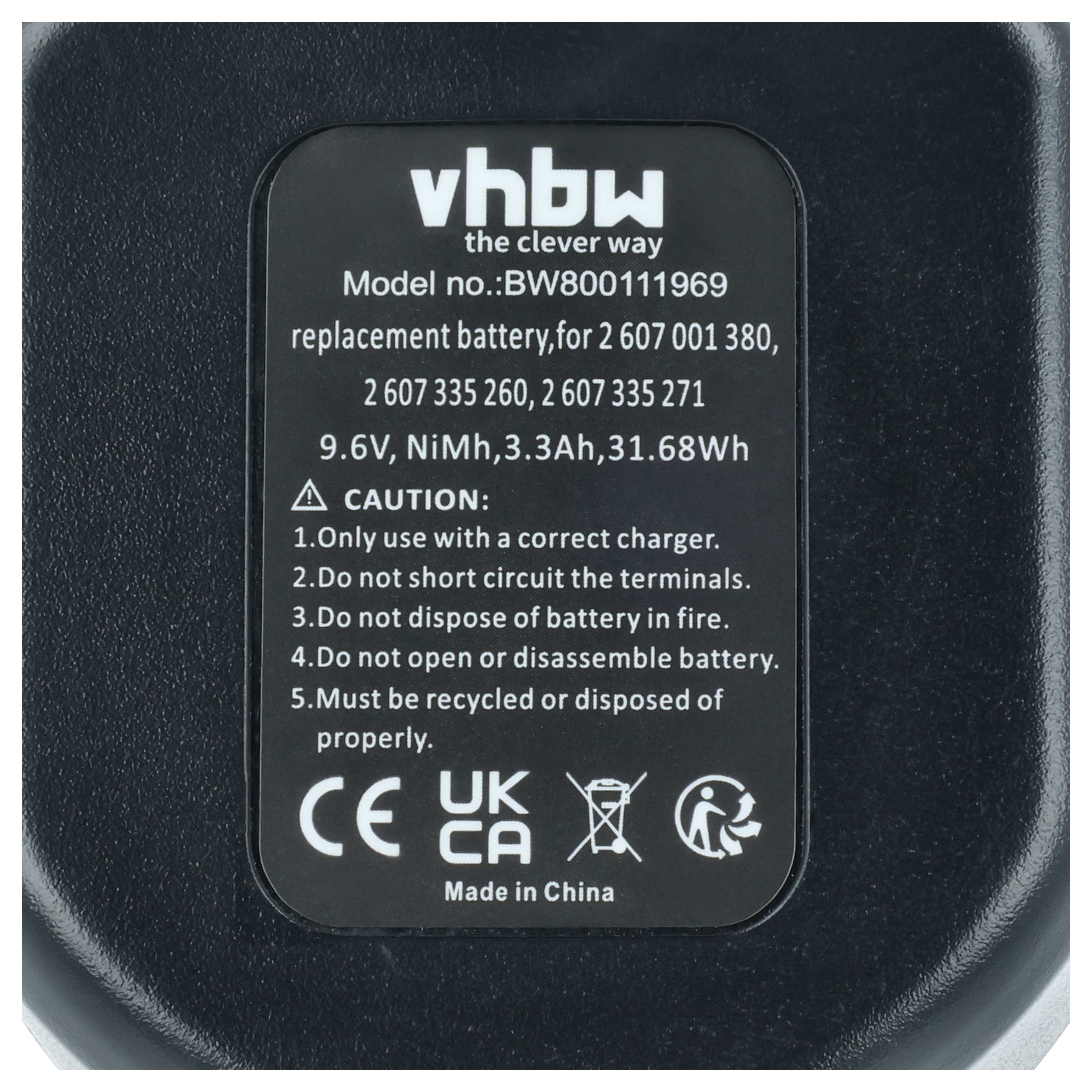 2x Battery replaces Bosch 2 607 335 260, 2 607 001 380 Electric Power Tool - 3300 mAh, 9.6 V, NiMH