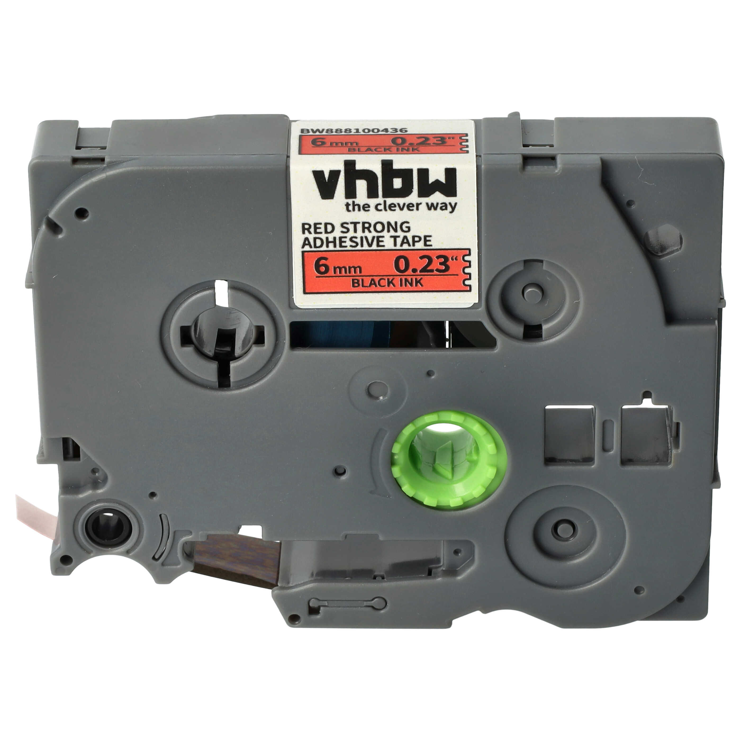 Cassette à ruban remplace Brother TZE-S411 - 6mm lettrage Noir ruban Rouge, extra fort