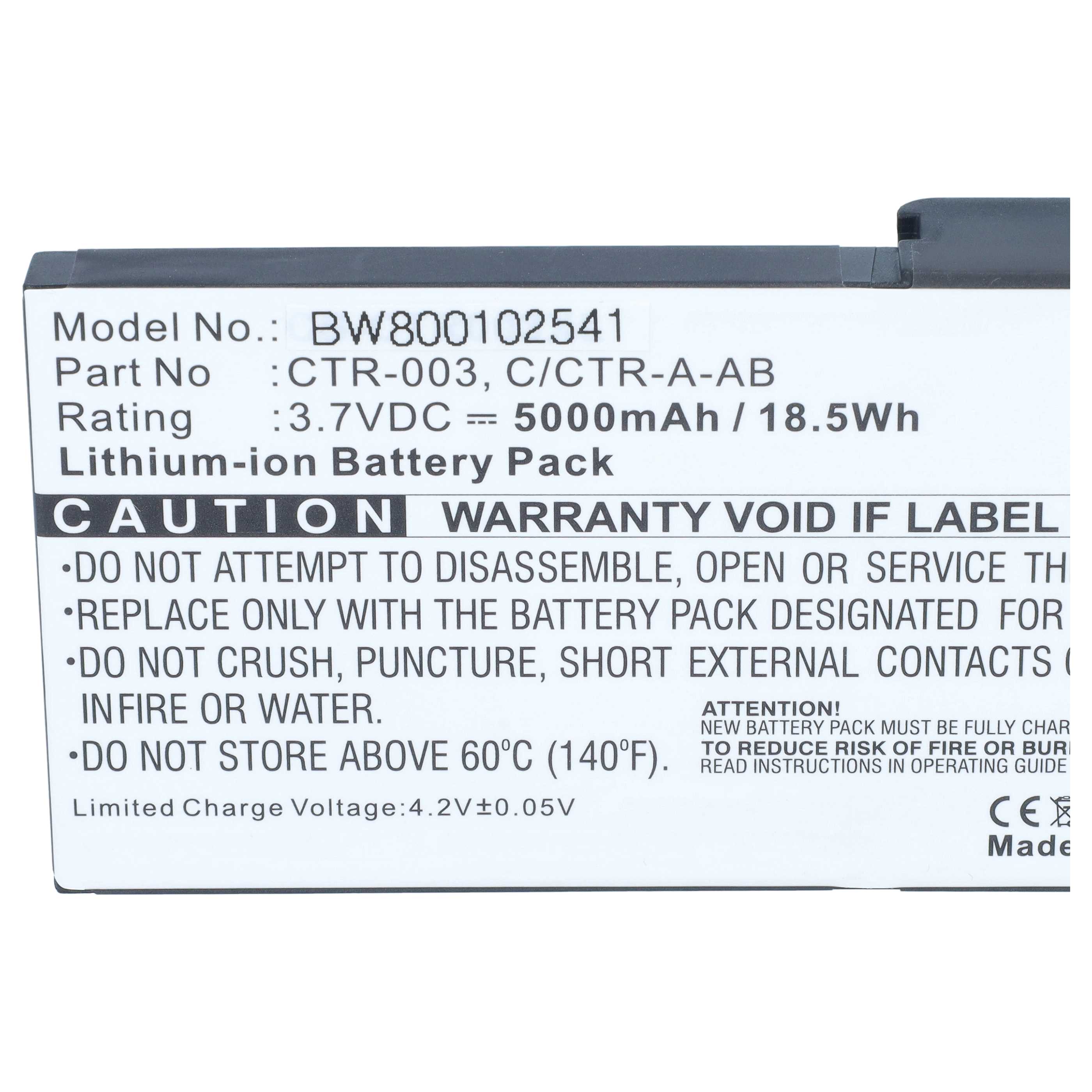 Games Console Battery replaces Nintendo C/CTR-A-AB, CTR-001, CTR-003, MIN-CTR-001 - 5000 mAh 3.7 V Li-Ion