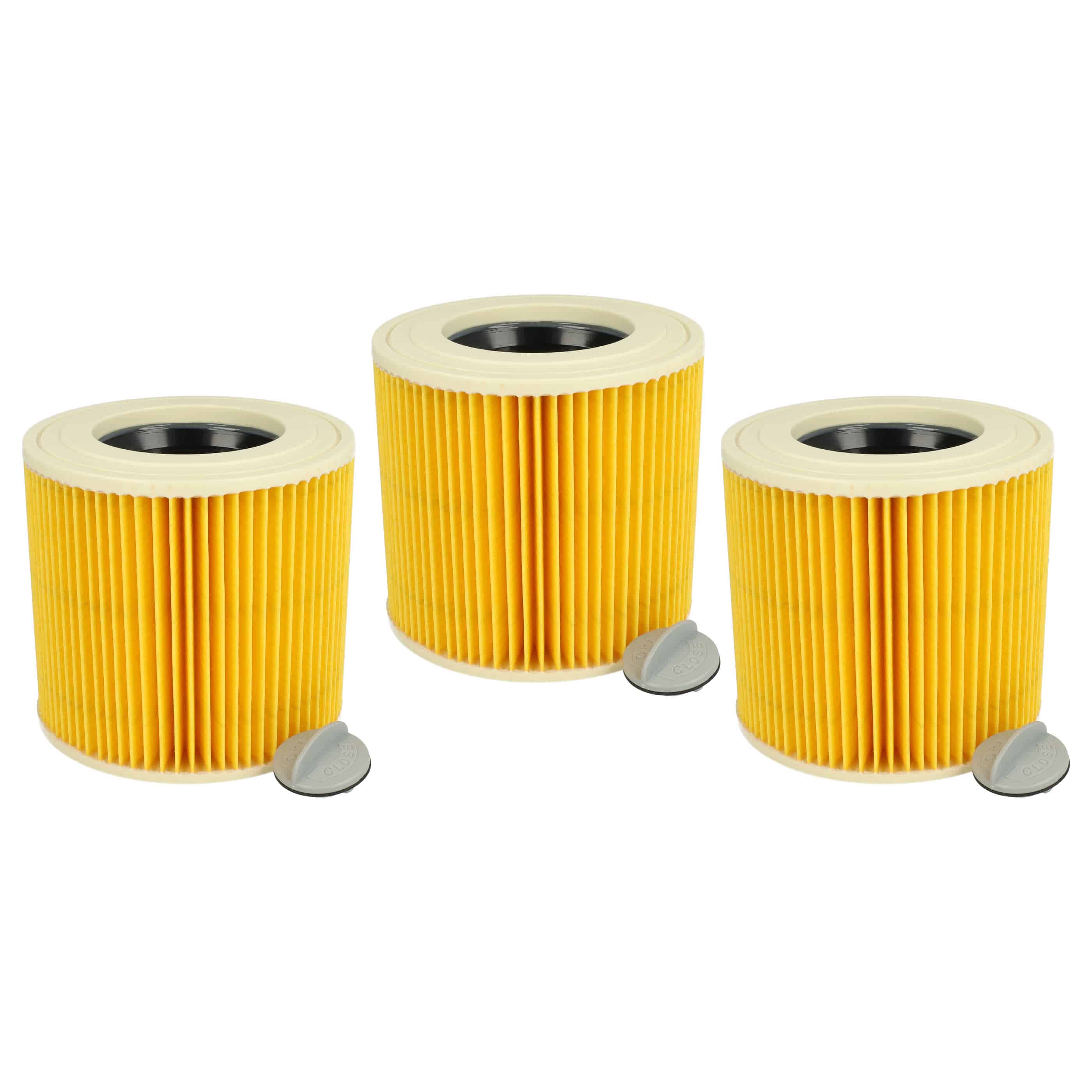 3x Filtro reemplaza Kärcher 6.414-789.0, 6.414-789 para aspiradora TackLife, amarillo / marrón