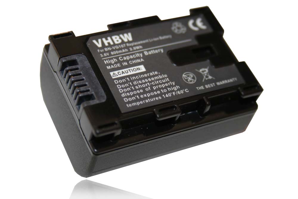 Batterie remplace JVC BN-VG107 pour caméscope - 800mAh 3,6V Li-ion avec puce