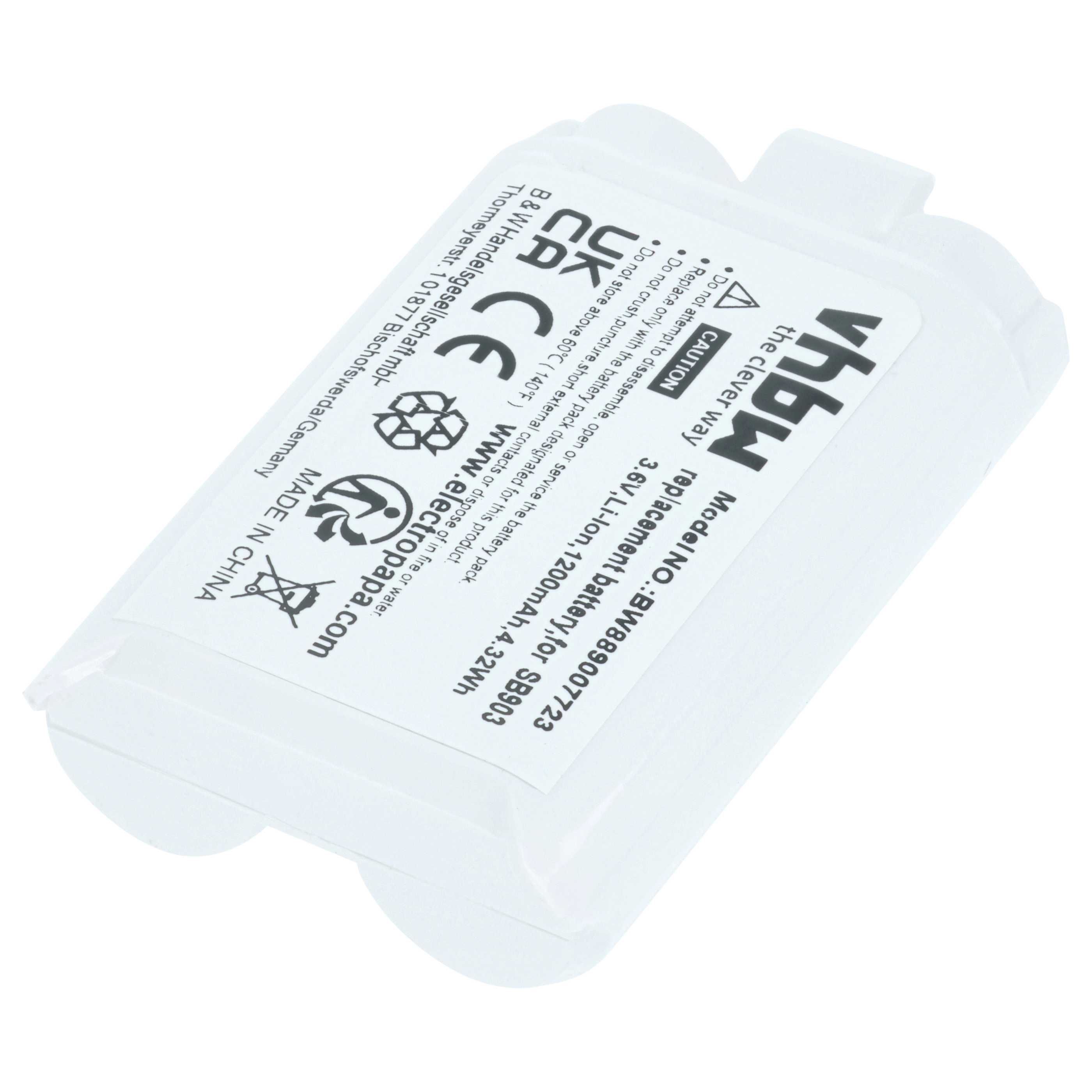 2x Batteries remplace Shure SB903 pour système radio numérique Shure - 1200mAh 3,7V Li-ion