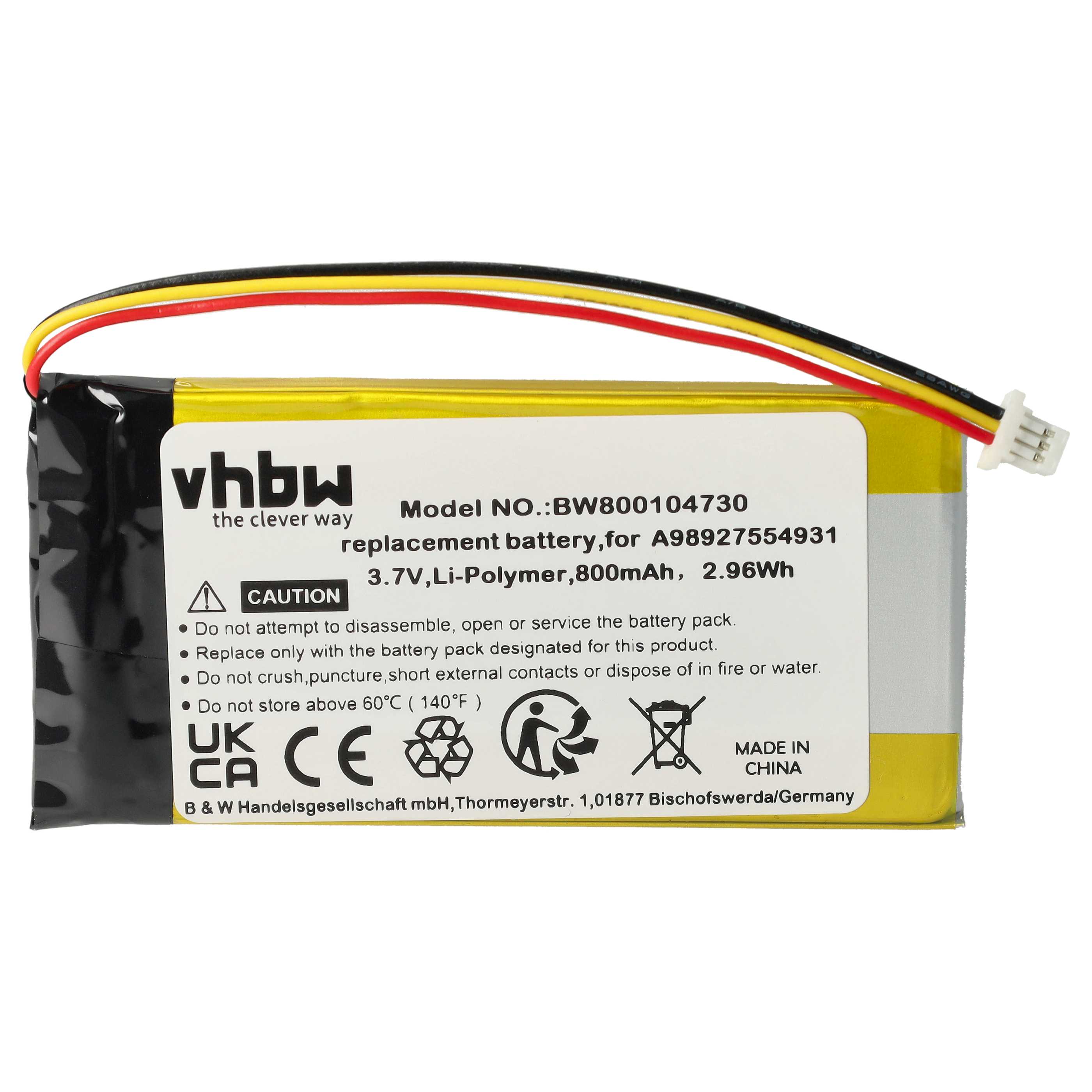 E-Book Battery Replacement for Sony A98927554931, A98941654402 - 800 mAh 3.7 V Li-polymer