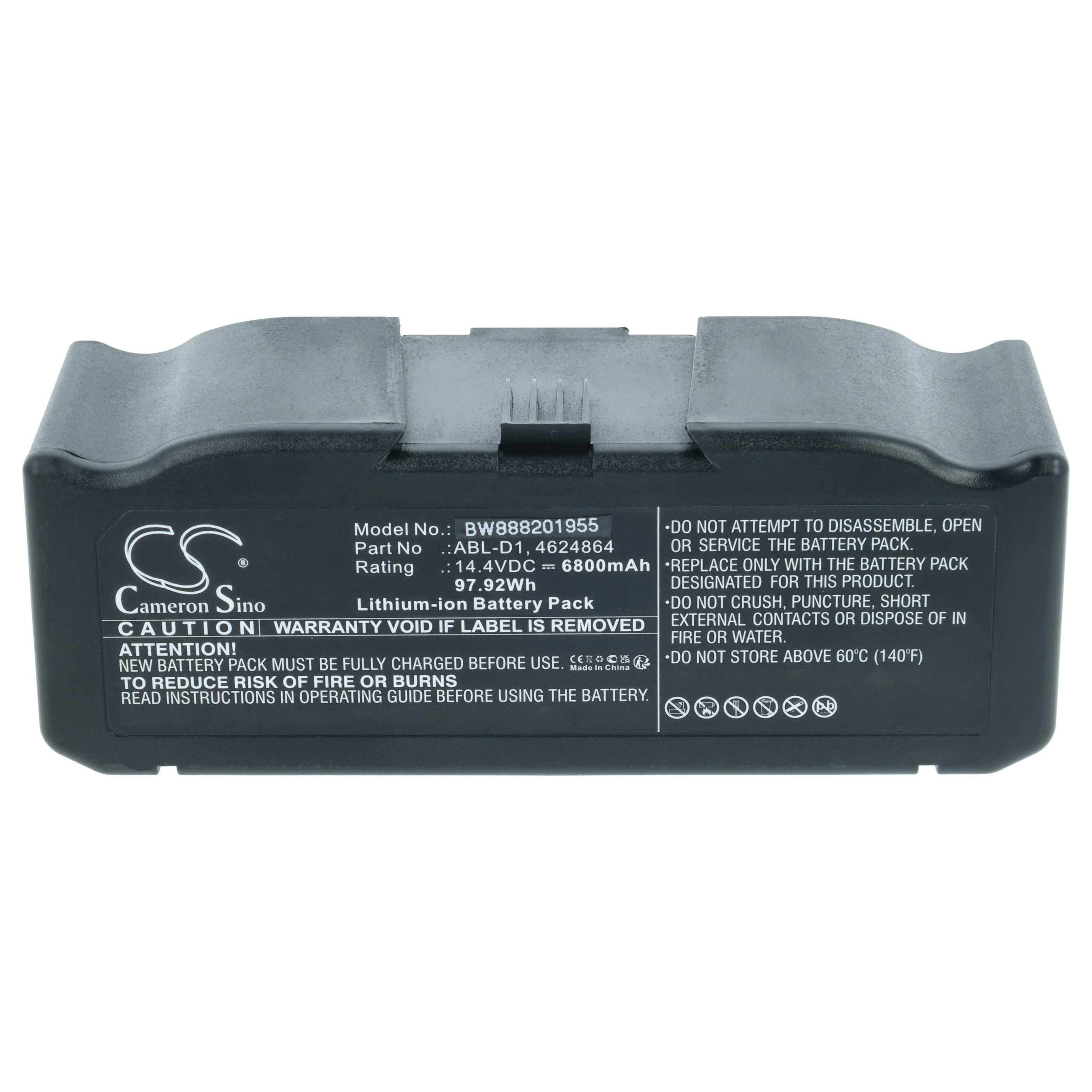 Battery replaces iRobot ABL-D1, 4624864, ABL-D2 for iRobot 6800mAh, 14.4V, Li-Ion
