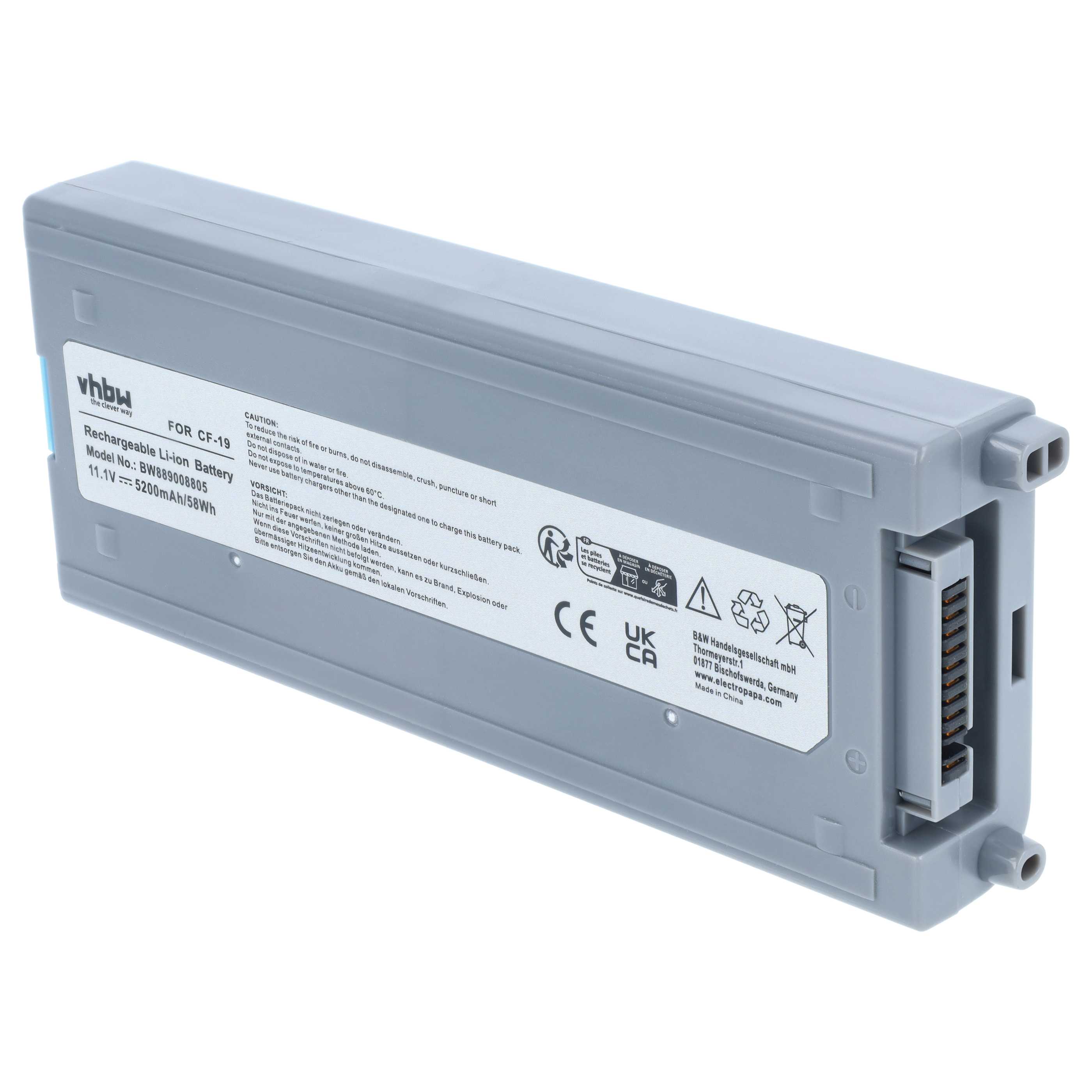 Notebook-Akku als Ersatz für Panasonic CFVZSU48, CF-VZSU48, CF-VZSU28 für Panasonic - 5200mAh 11,1V Li-Ion