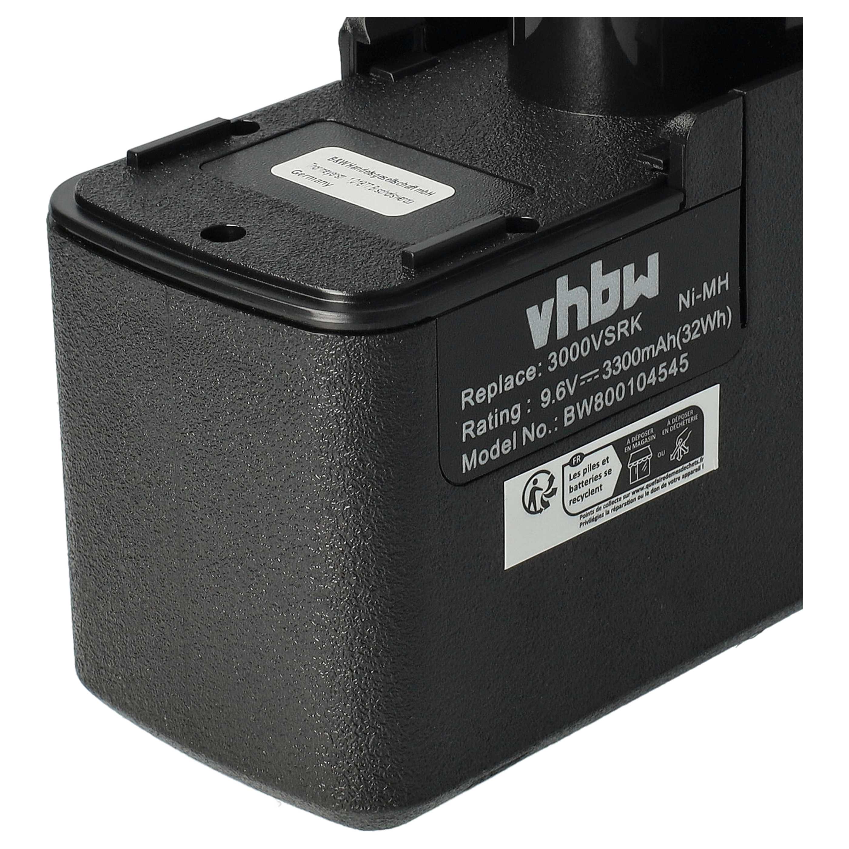 2x Battery replaces Bosch 2 607 335 037, 2 607 335 035 Electric Power Tool - 3300 mAh, 9.6 V, NiMH