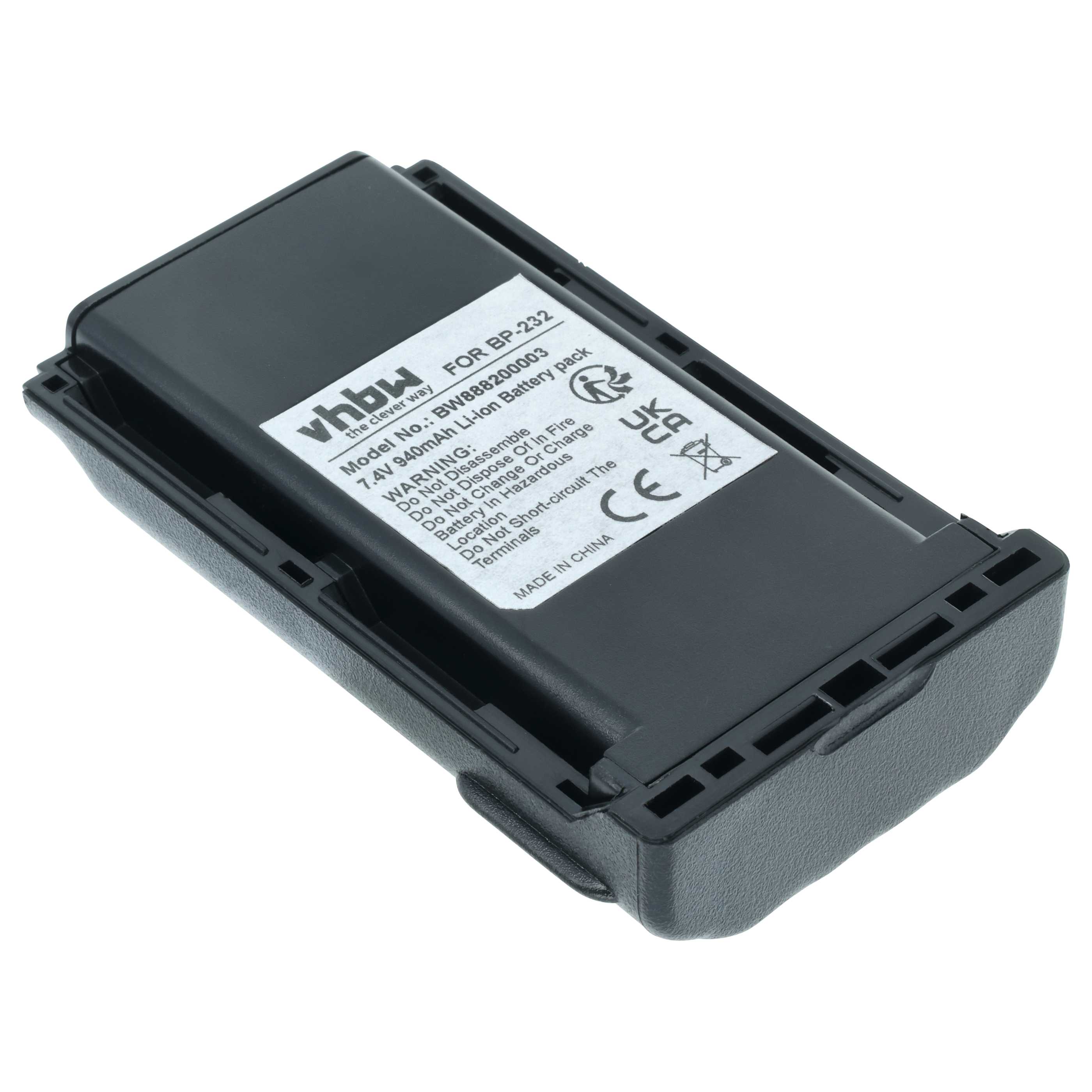 Radio Battery replaces Icom BJ-2000, BP-232H, BP-231N, BP-232, BP-231, BP-230, BP-230N - 940 mAh 7.4 V Li-Ion