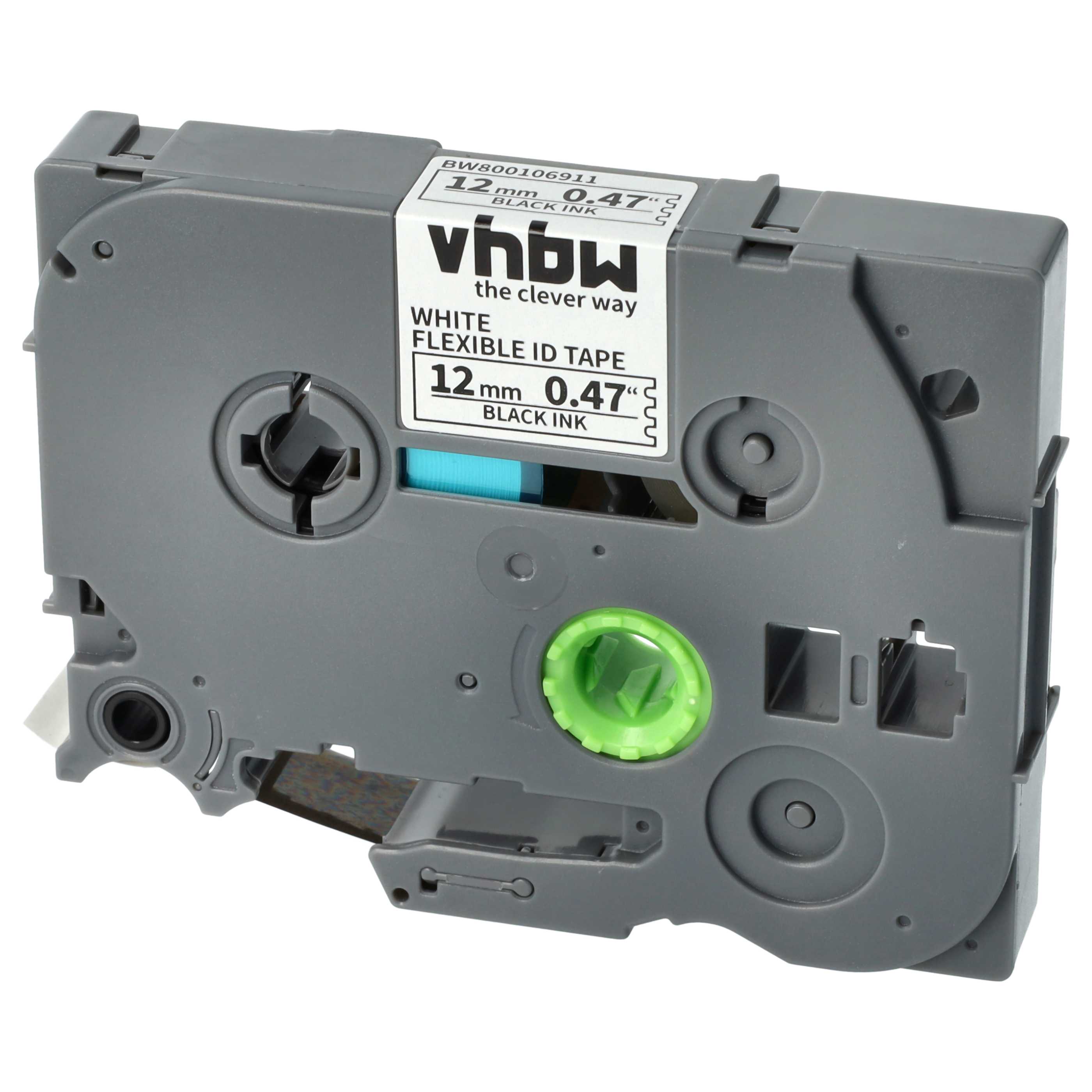 5x Label Tape replaces Brother TZE-FX231, TZ-FX231 - 12 mm Black to White, Flexible