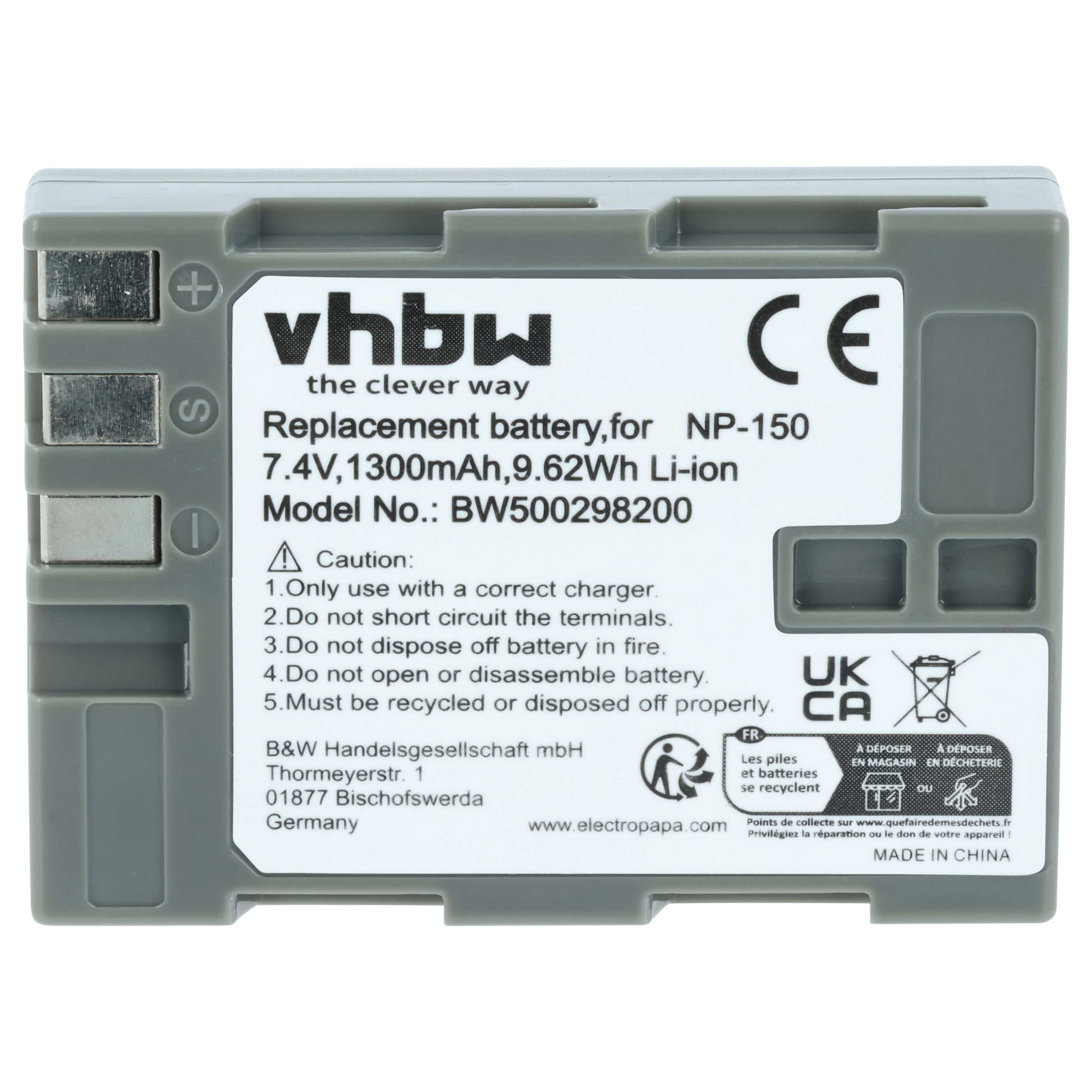 Battery replaces Fuji NP-150 - 1300mAh, 7.2V, Li-Ion