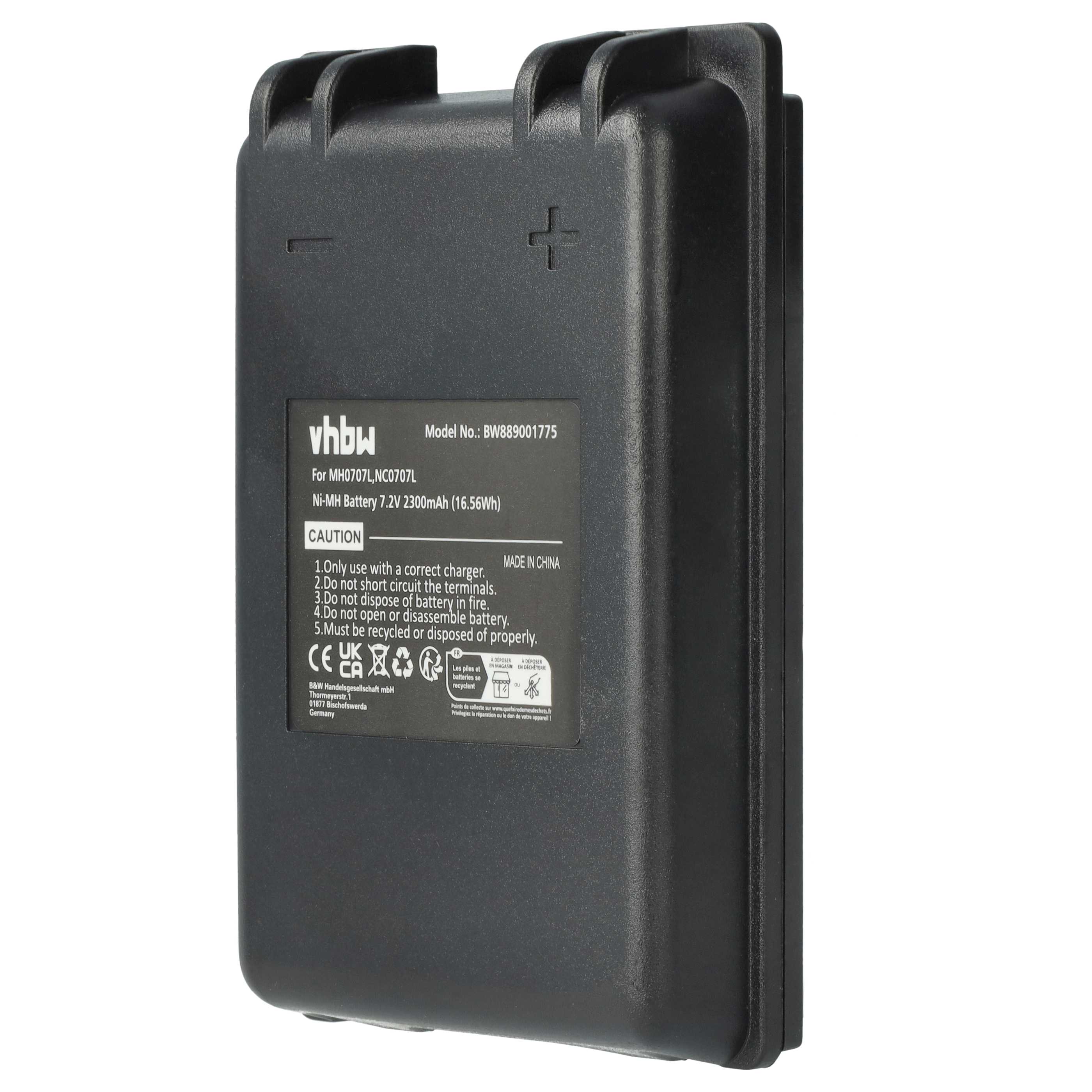 Battery (2 Piece) as Replacement for Autec MH0707L, NC0707L Remote Control - 2300 mAh 7.2 V NiMH