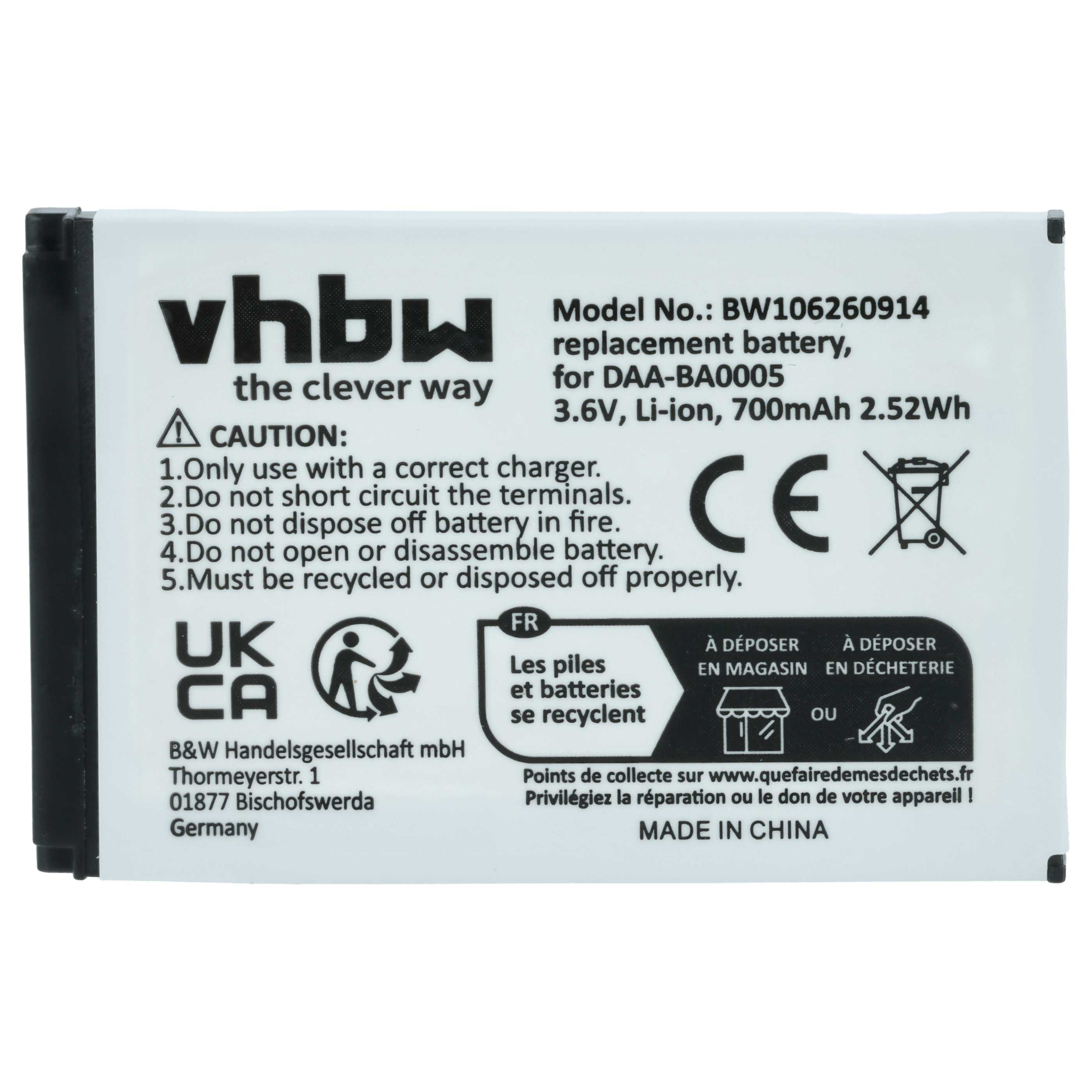 MP3-Player Battery for Creative - 700 mAh 3.7 V Li-polymer