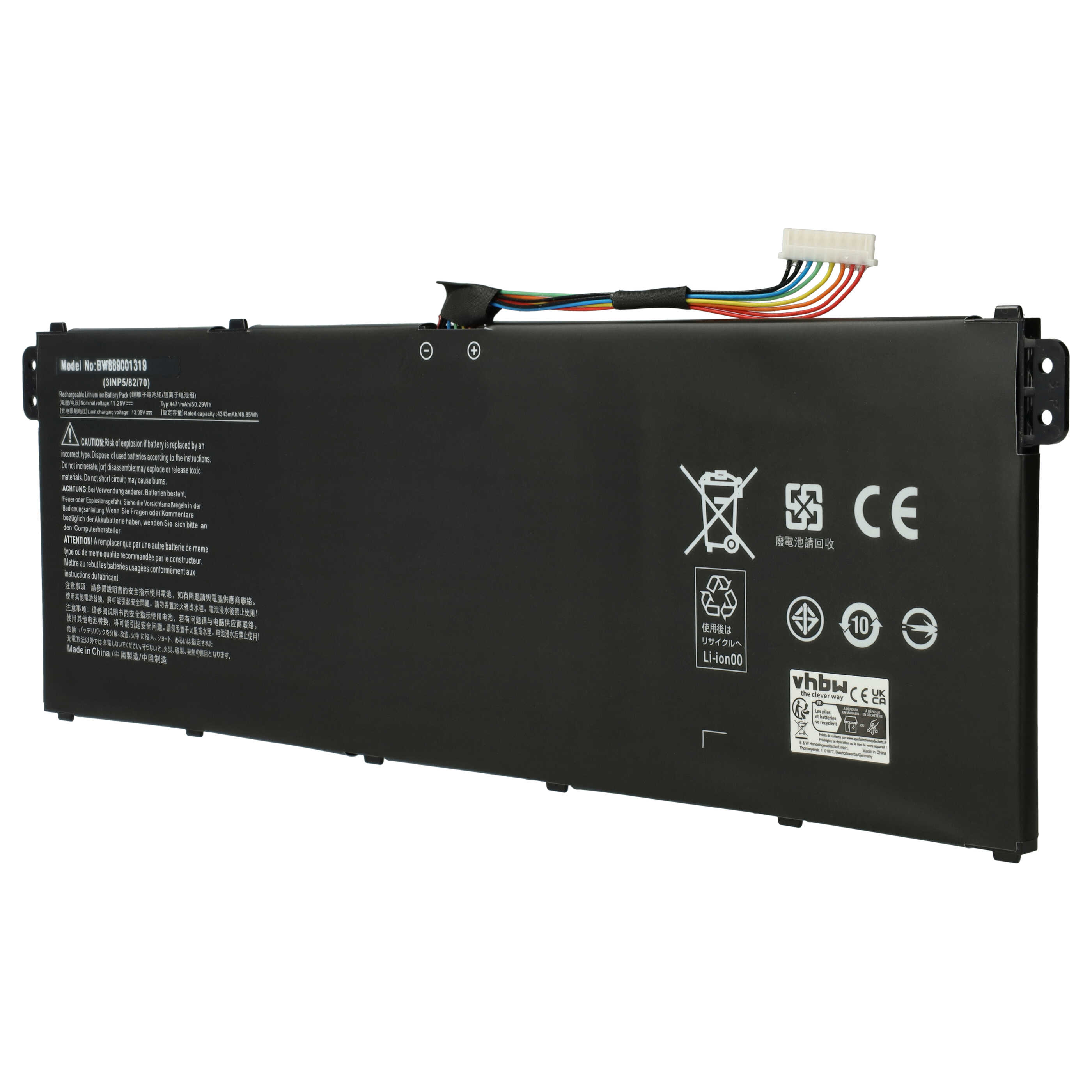 Notebook Battery Replacement for Acer AP18C4K, AP18C8K, 3ICP5/81/68 - 4471mAh 11.25V Li-Ion, black