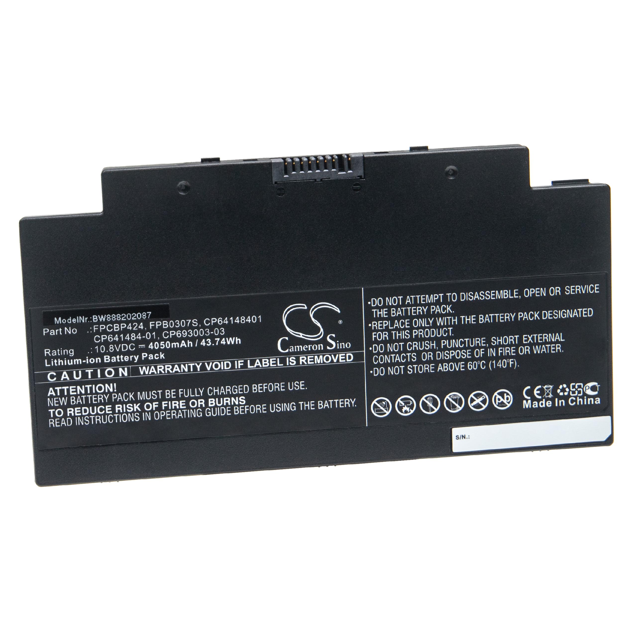 Batterie remplace Fujitsu CP641484-01, CP64148401 pour ordinateur portable - 4050mAh 10,8V Li-ion, noir