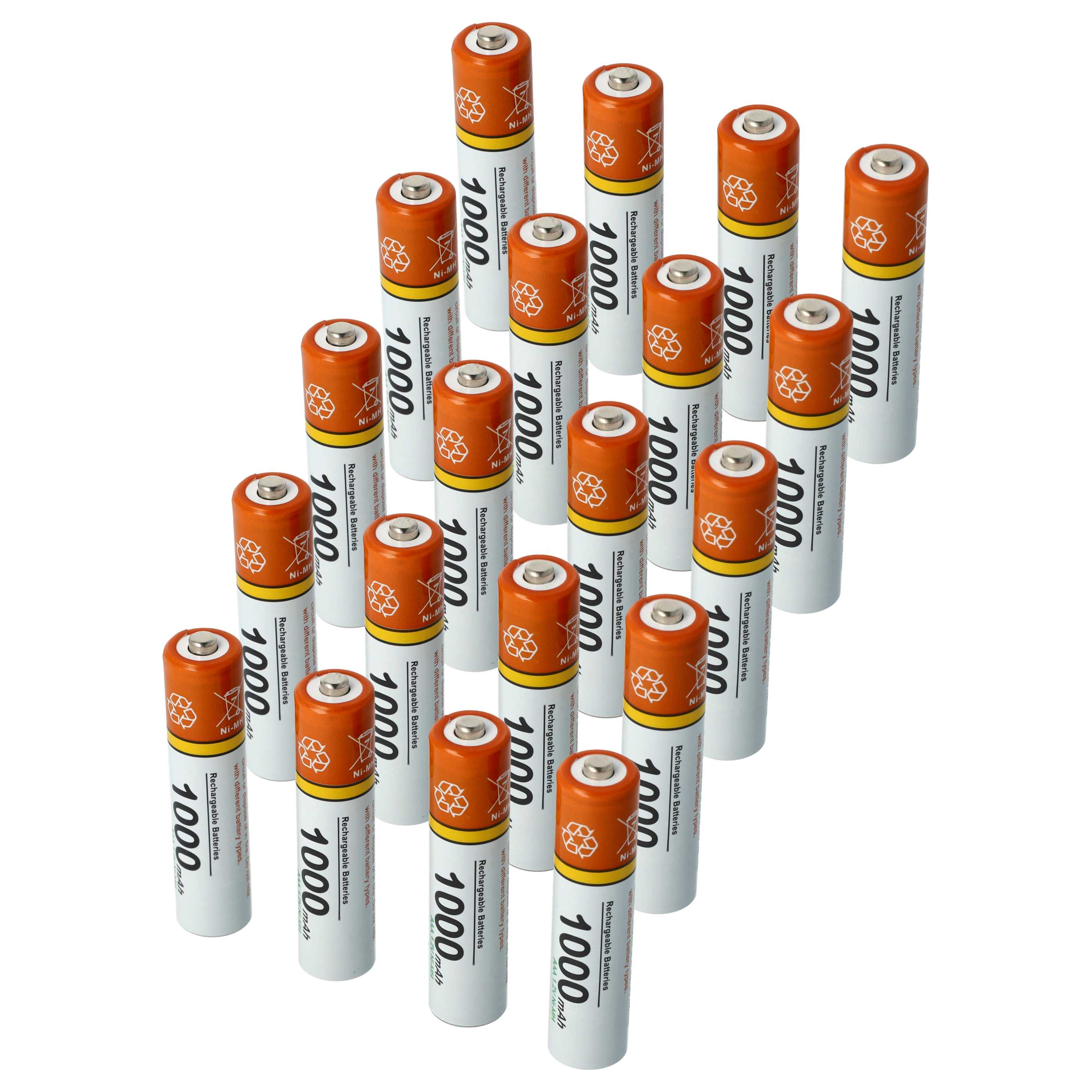 20x Akku passend für Philips, Grundig, Sennheiser, Amplicomms Telefon - 1000mAh 1,2V NiMH