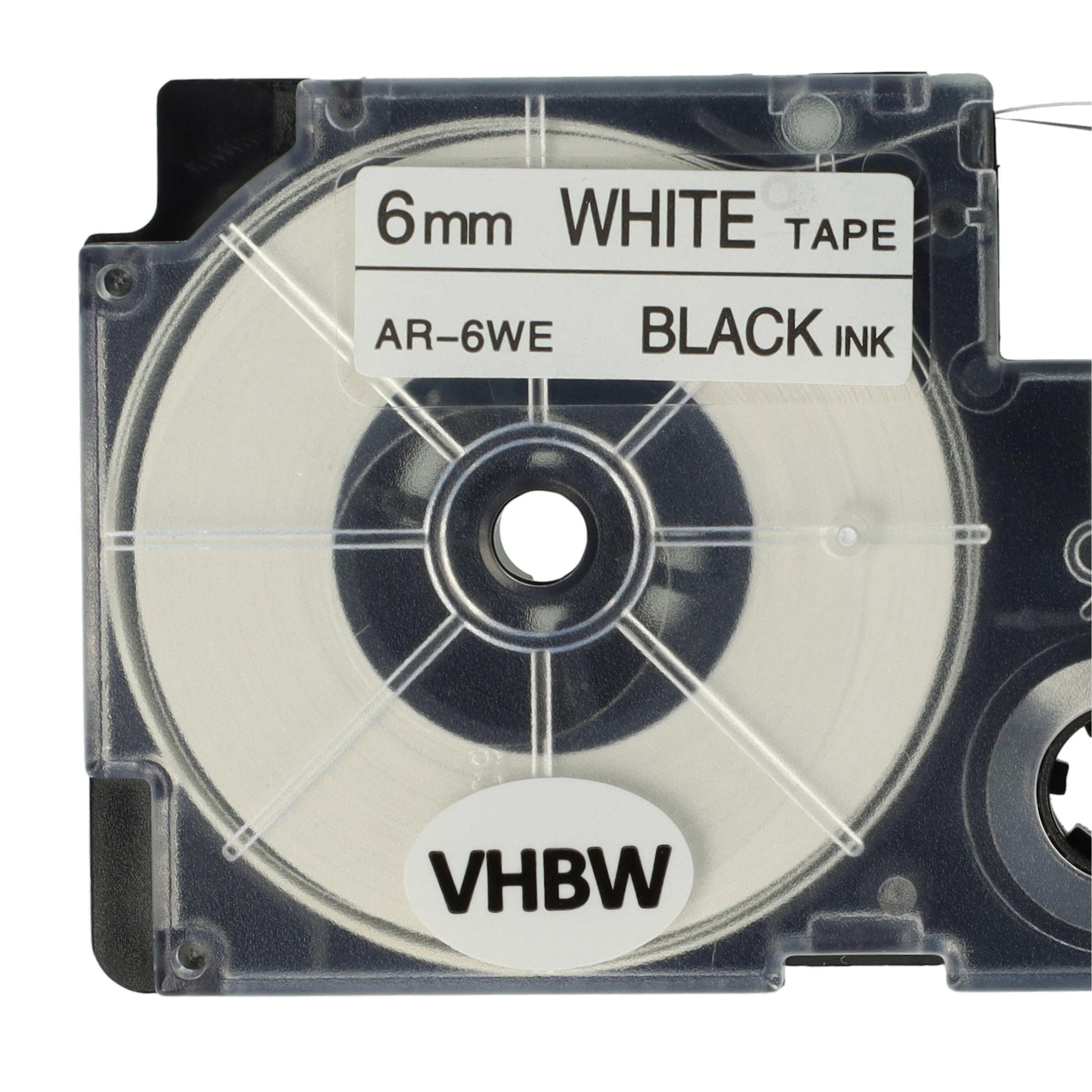 10x Label Tape as Replacement for Casio XR-6WE1, XR-6WE - 6 mm Black to White