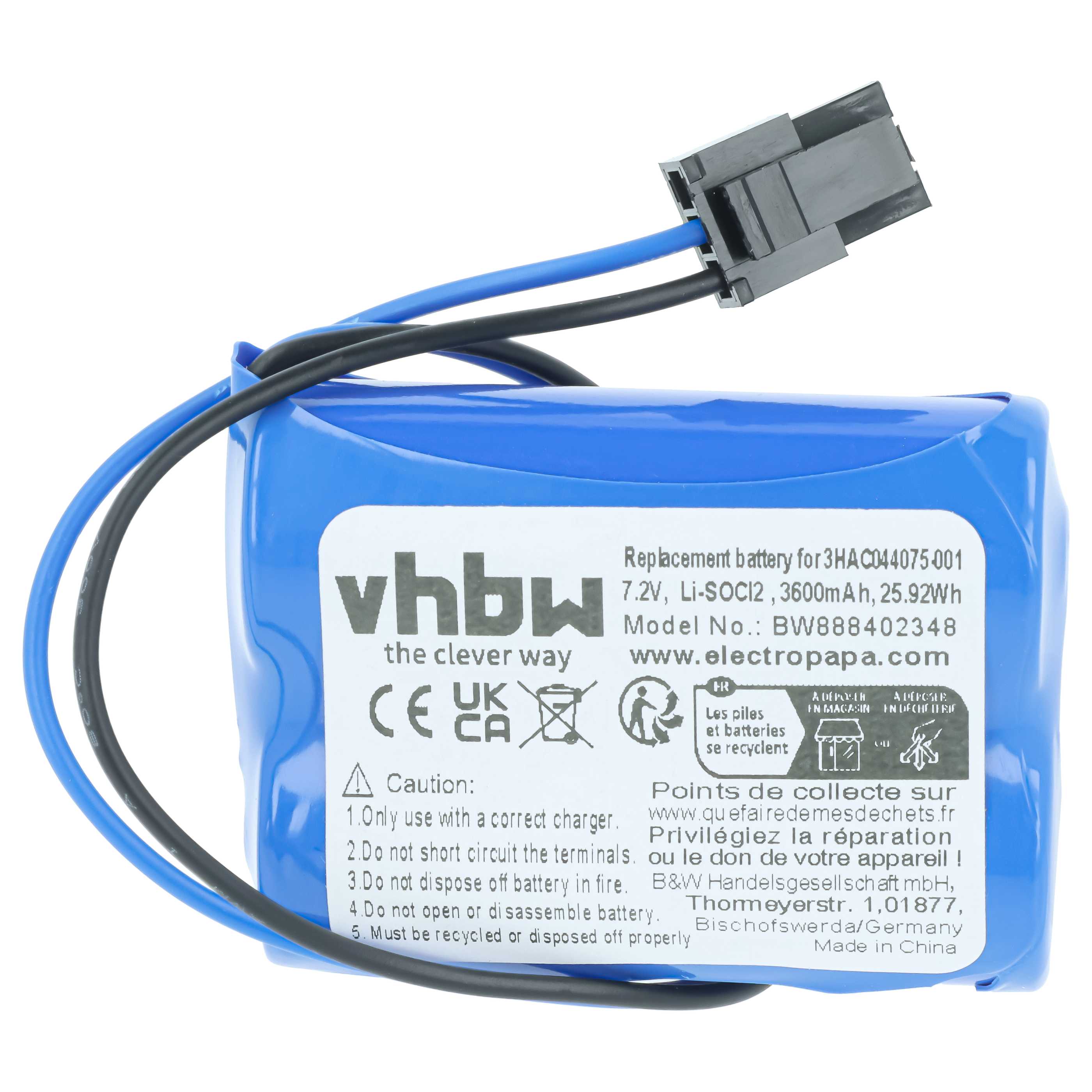 Industrial Robot 2x Battery replaces ABB 3HAC044075-001/01, 3HAC044075-001 - 3600 mAh 7.2 V Li-SOCl2
