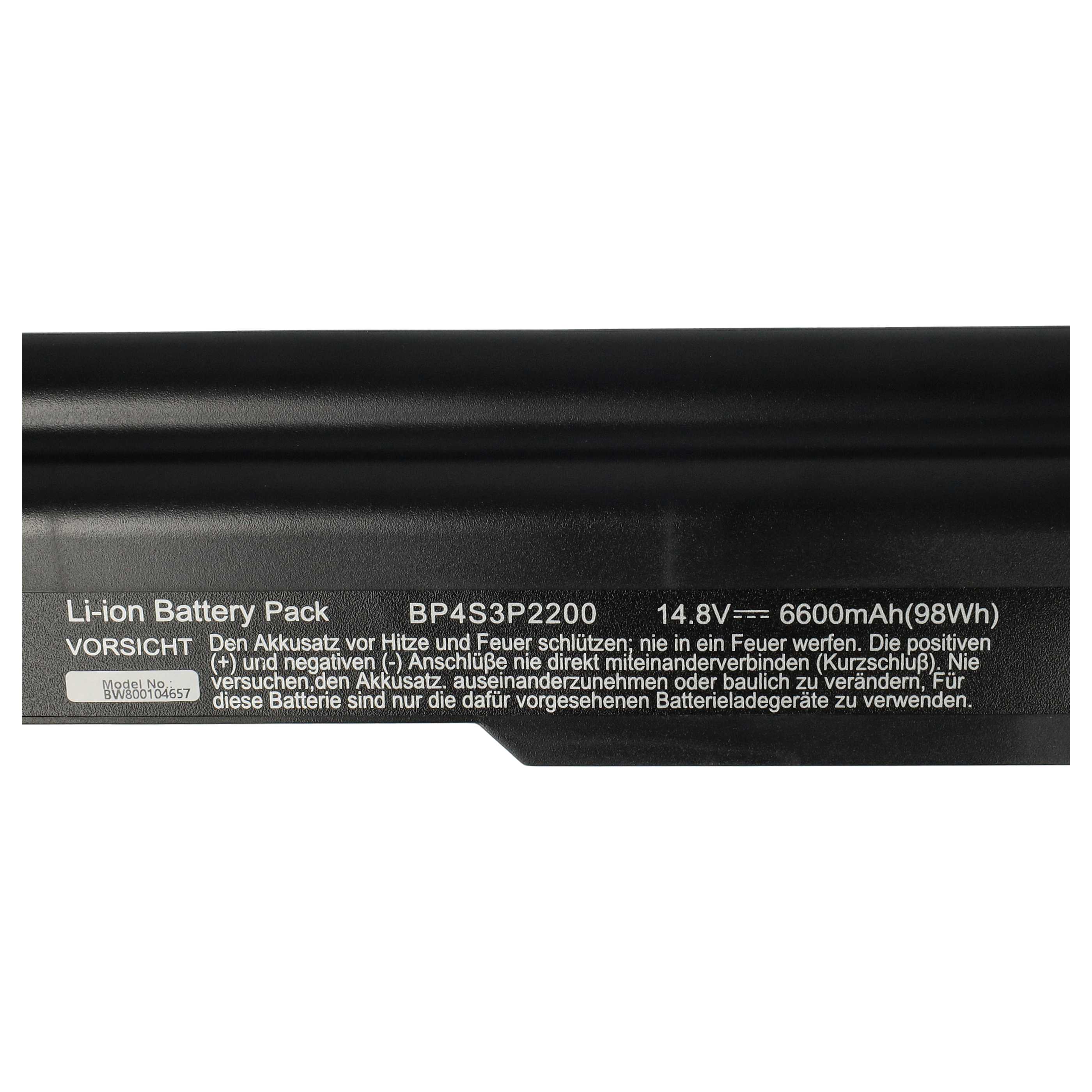 Batería reemplaza Medion 40026030, 40026032(HYB) para notebook Hasee - 6600 mAh 14,8 V Li-Ion negro