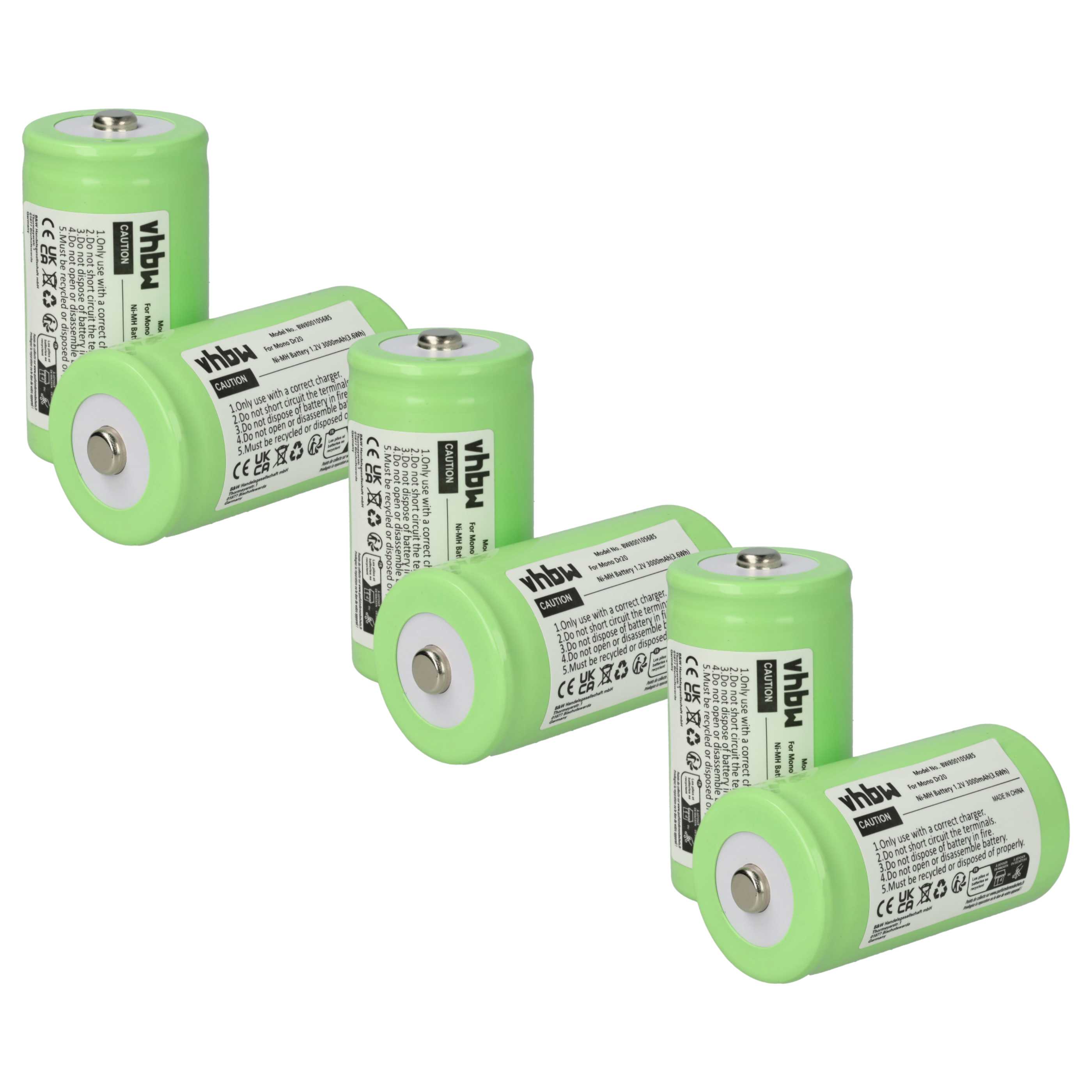 Radio 6x Battery replaces KR20, HR20, Mono D, R20, LR20 - 3000 mAh 1.2 V NiMH