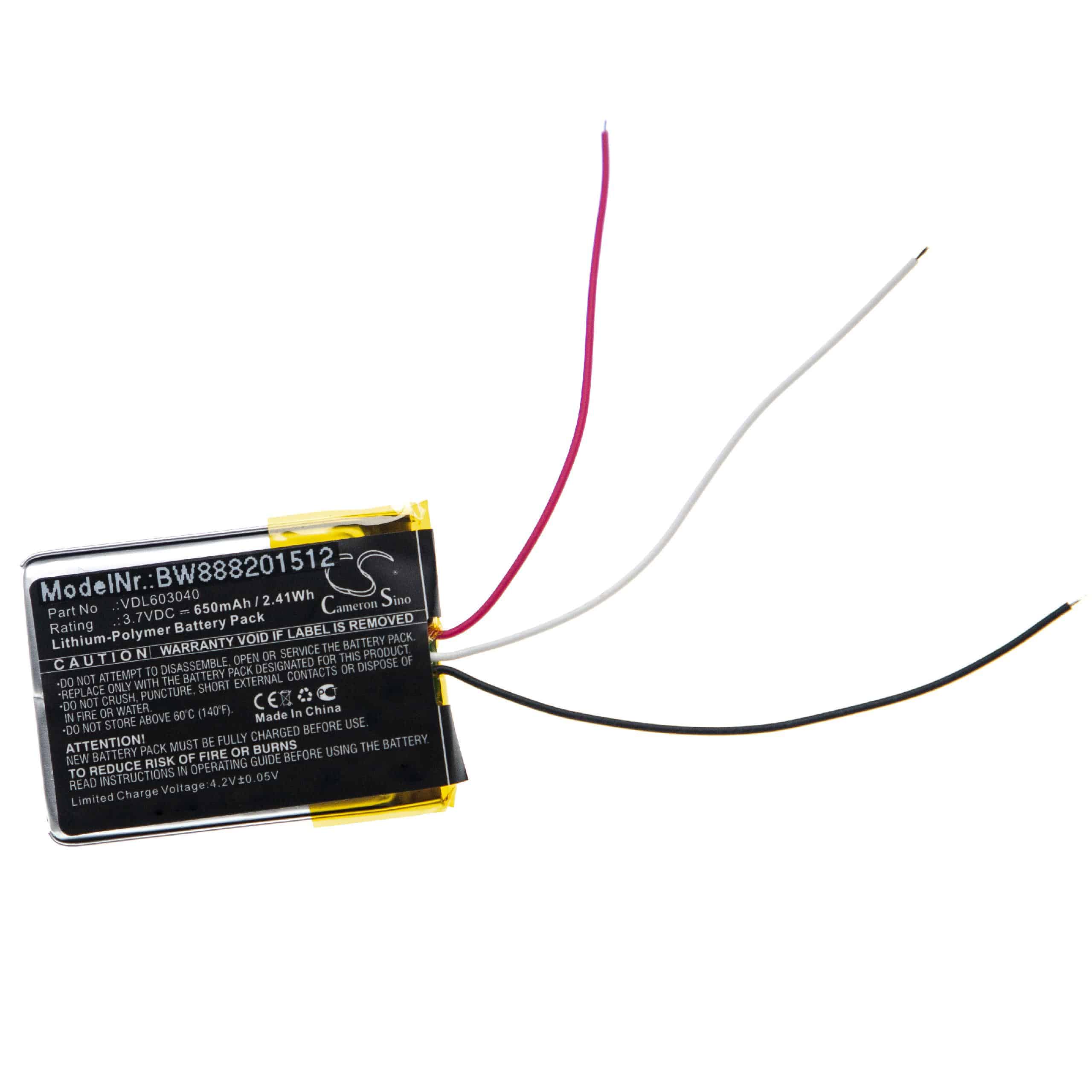 Batteria per auricolari cuffie wireless sostituisce Marshall VDL603040 Marshall - 650mAh 3,7V Li-Poly