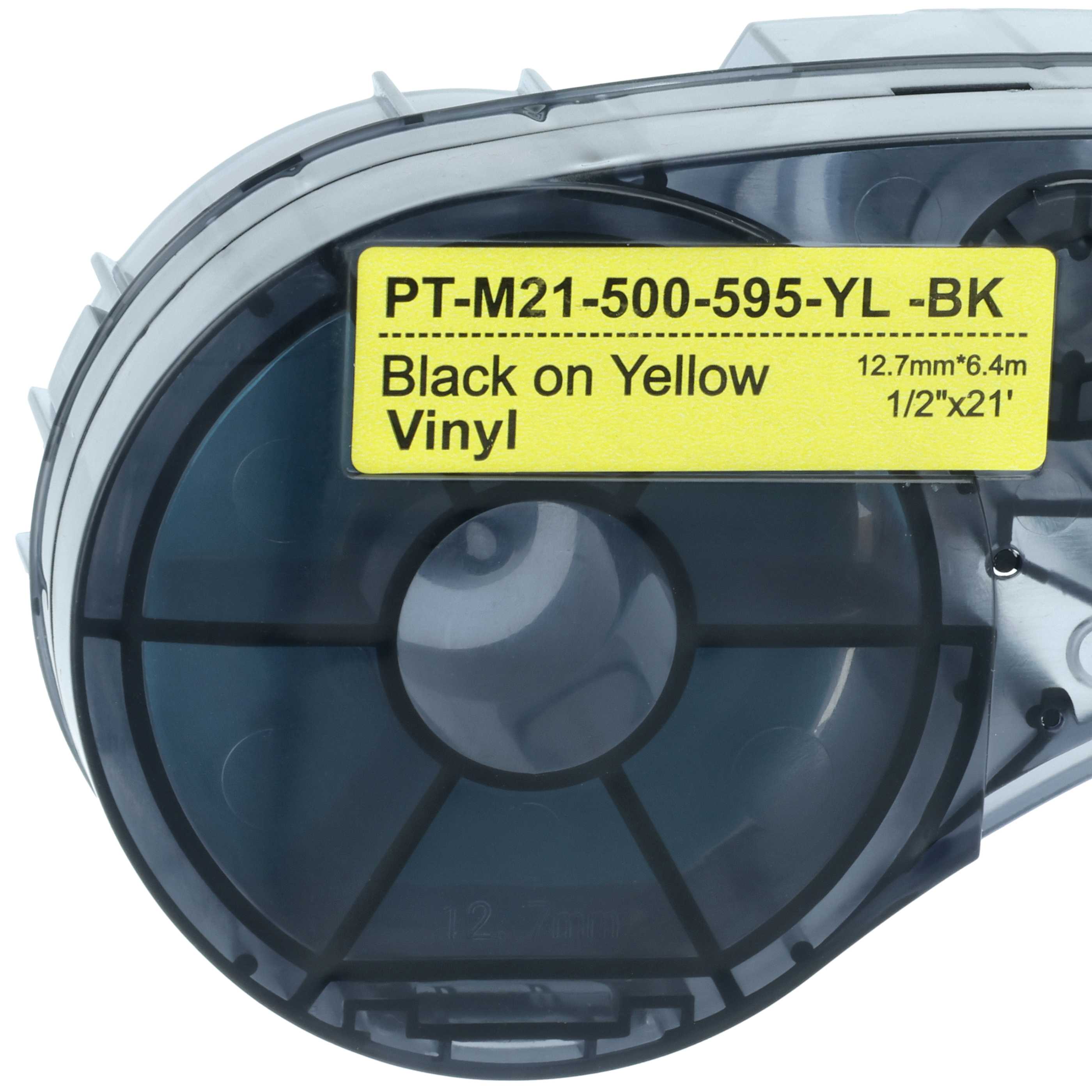 Cassetta nastro sostituisce Brady M21-500-595-YL per etichettatrice 12,7mm nero - giallo, vinile
