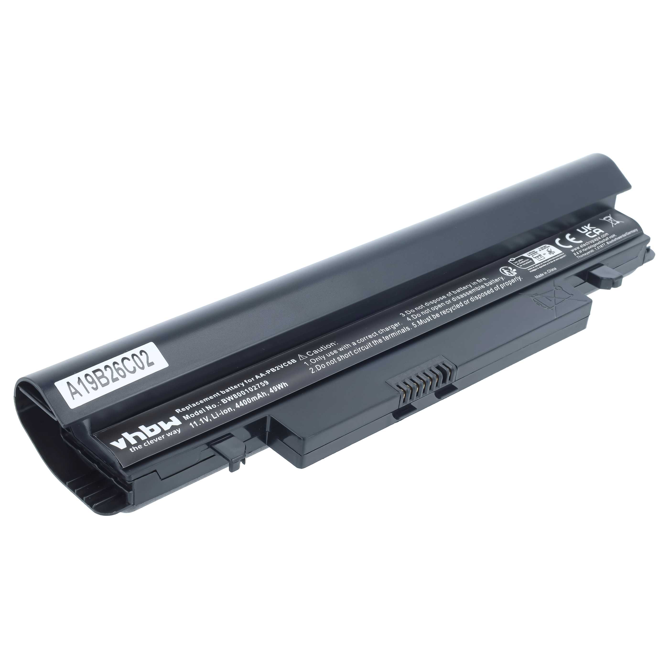 Notebook-Akku als Ersatz für Samsung AA-PB2VC6B, AA-PB2VC6W für Samsung - 4400mAh 11,1V Li-Ion, schwarz