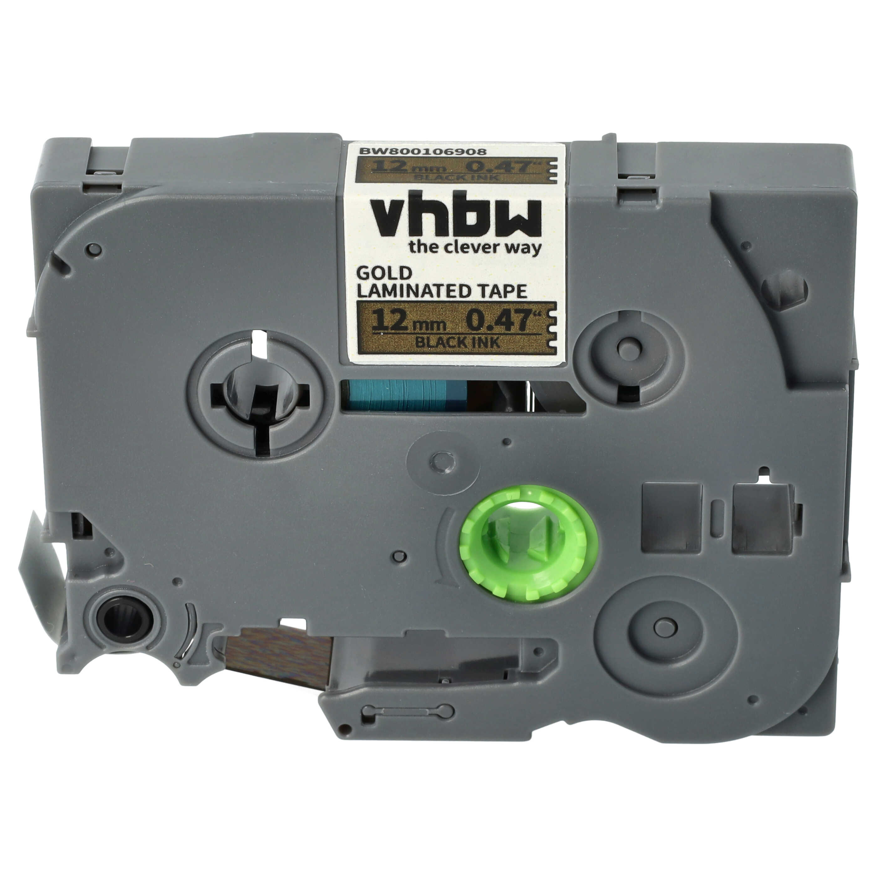 Label Tape as Replacement for TZ-831, TZE-831 - 12 mm Black to Gold