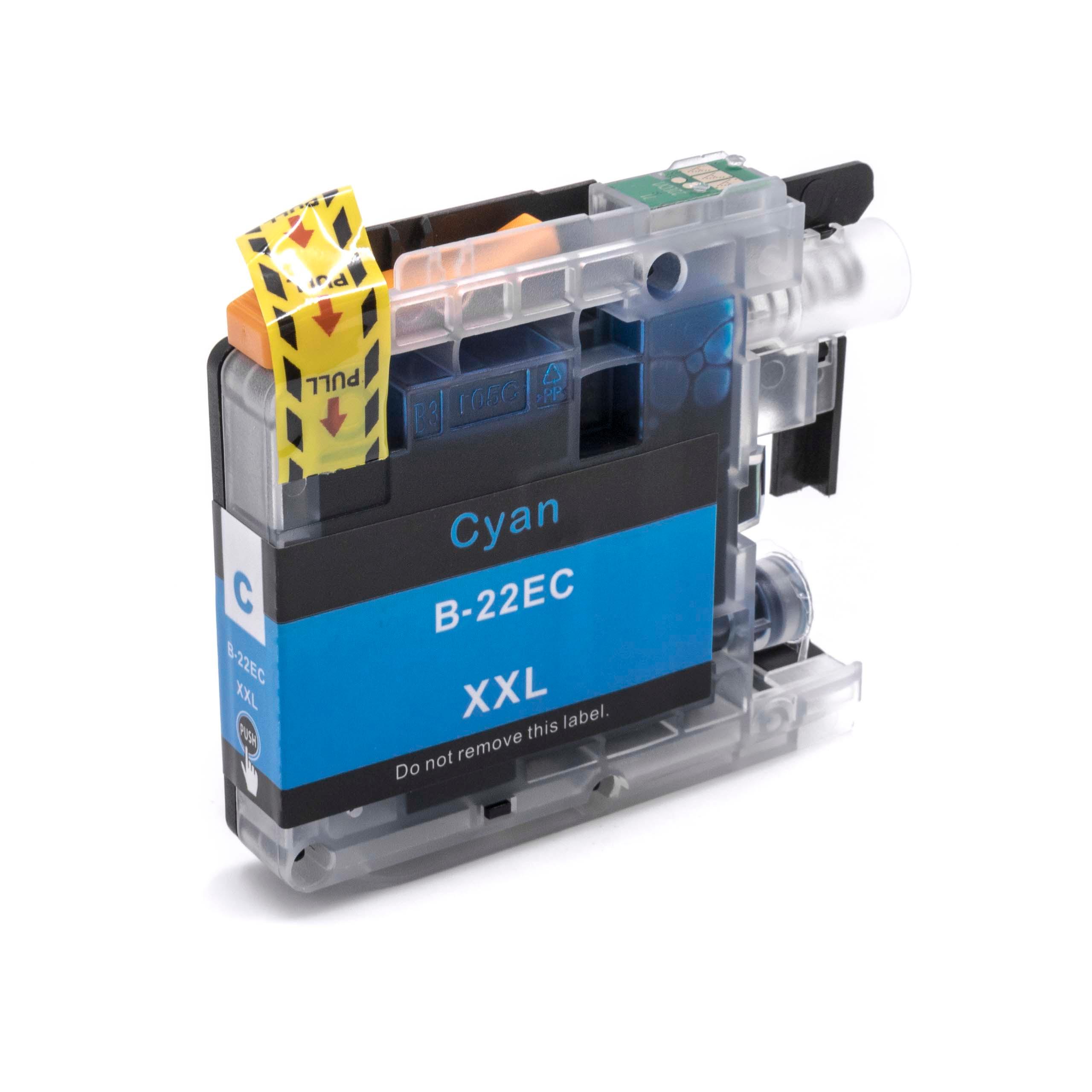 Ink Cartridge as Exchange for Brother LC22EC, LC-22E C, LC-22EC for Brother Printer - Cyan 15 ml + Chip