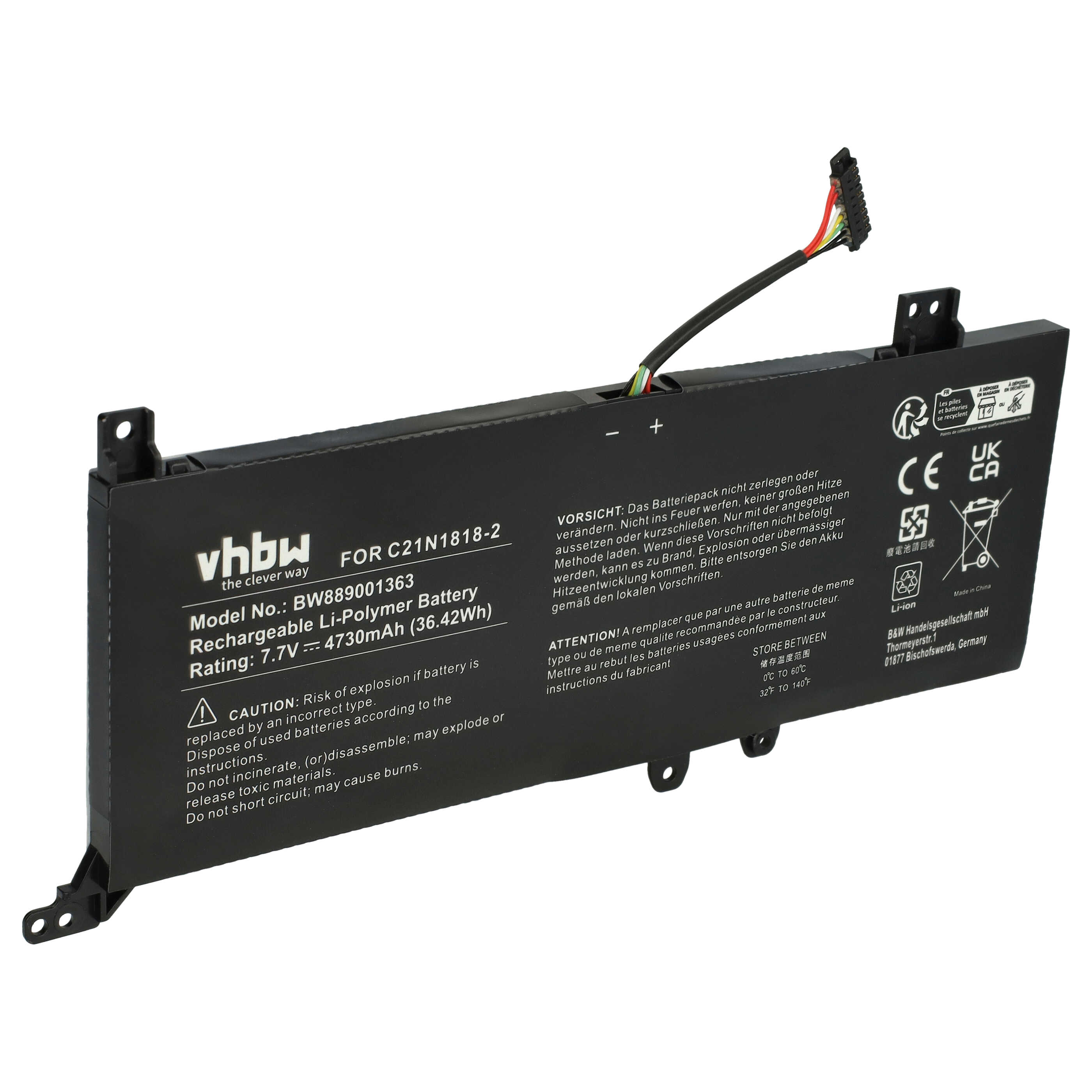 Notebook Battery Replacement for Asus 0B200-03280500, C21N1818-2 - 4730mAh 7.7V Li-polymer