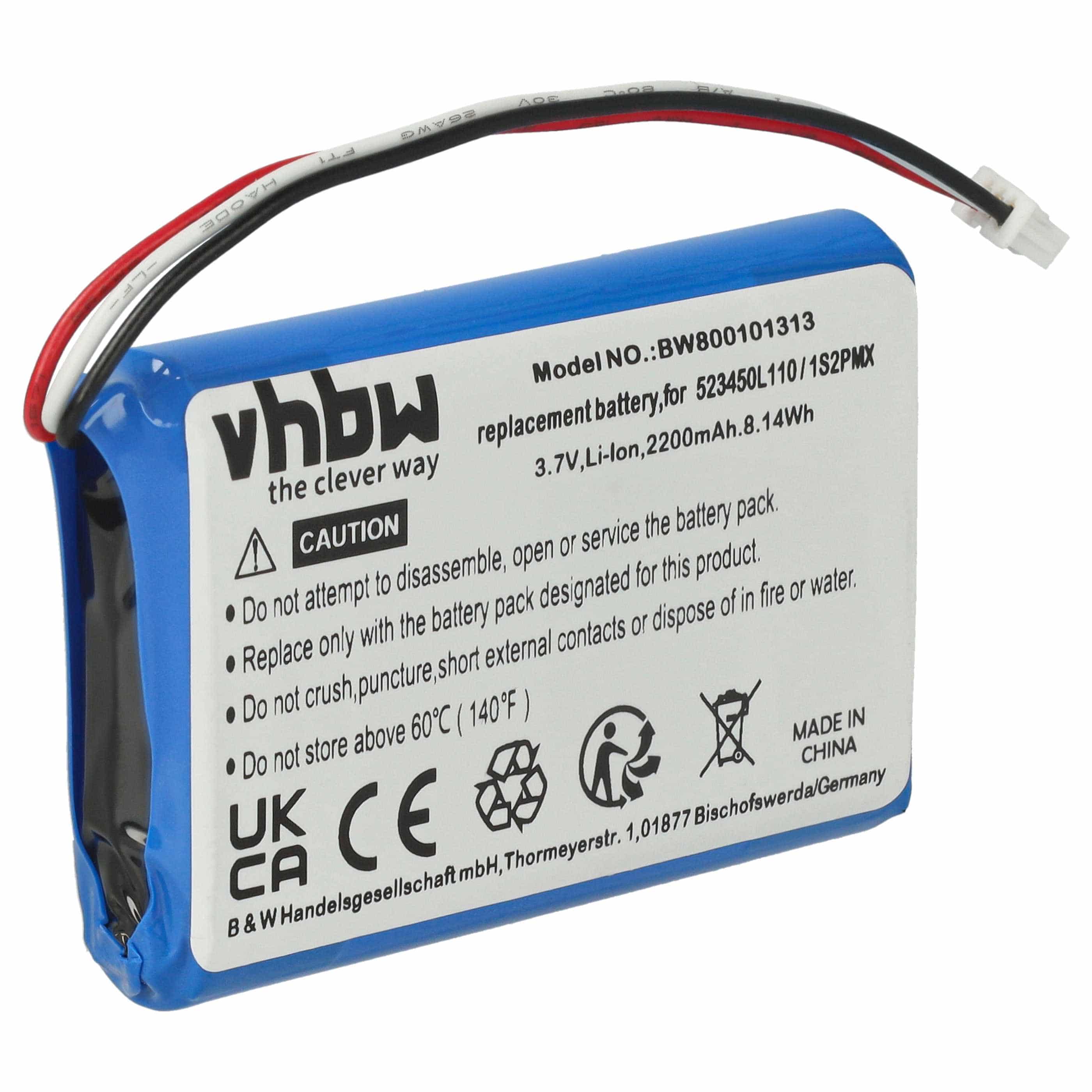 Akumulator do nawigacji GPS zamiennik BLAUPUNKT 1S2PMX, 523450L110 - 2200 mAh 3,7 V Li-Ion