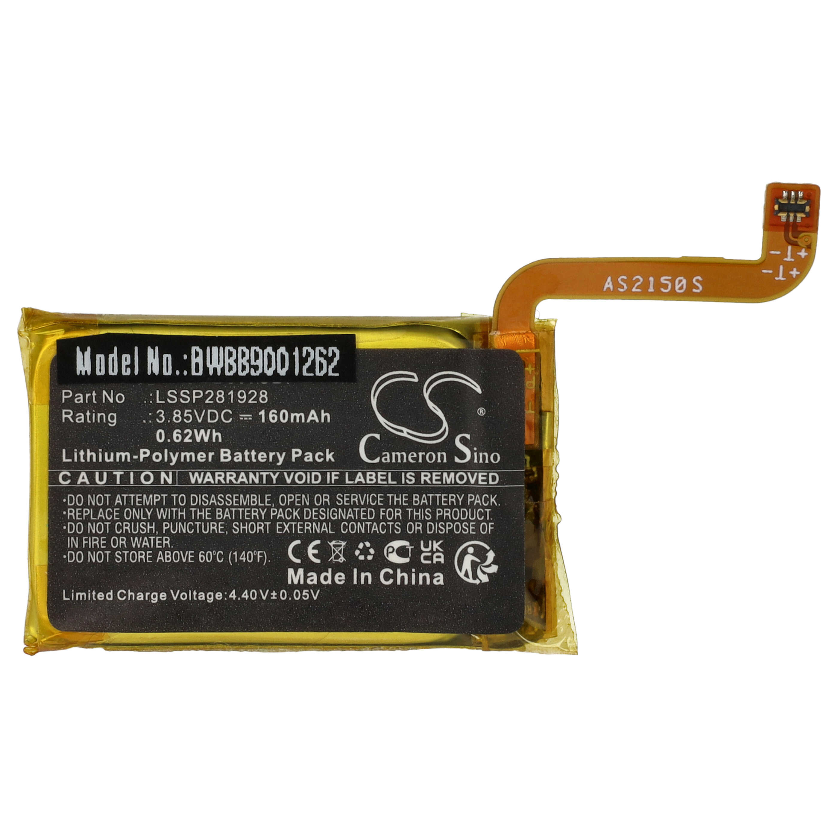 Batteria sostituisce Fitbit LSSP281928 per smartwatch - 160mAh 3,85V Li-Poly