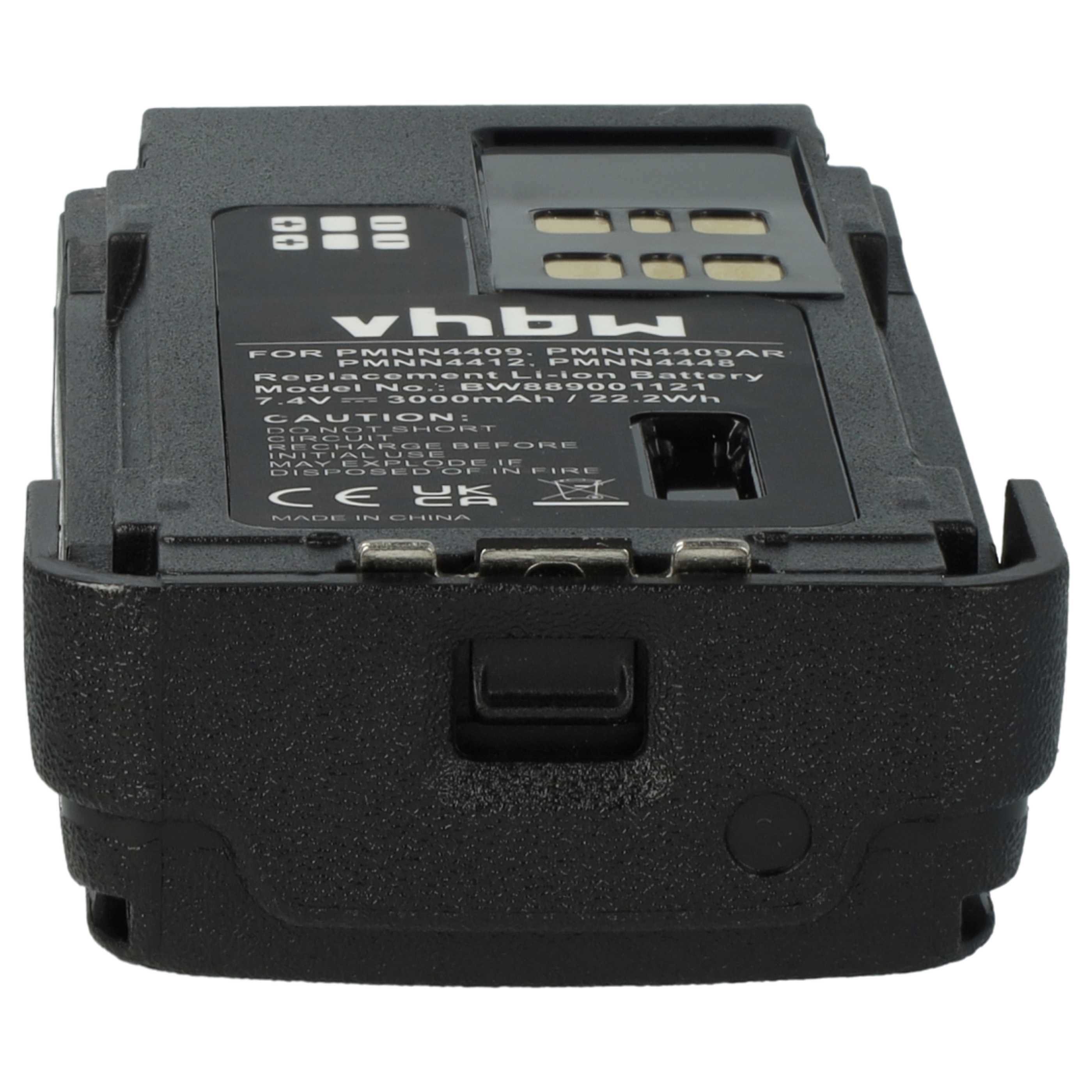 Radio 2x Battery replaces Motorola PMNN4406, PMNN4406BR, PMNN4409 - 3000 mAh 7.4 V Li-Ion + Belt Clip