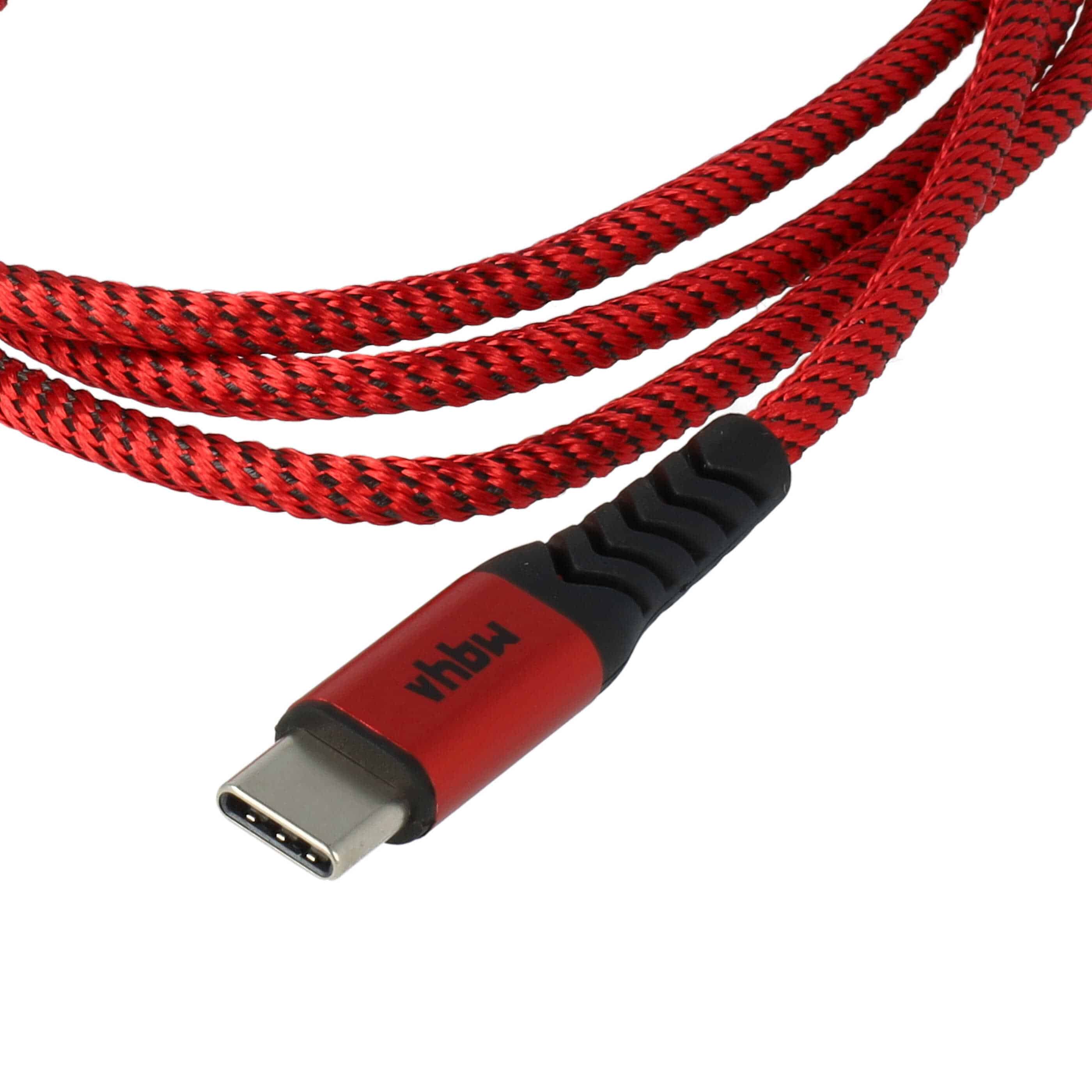 3x Lightning Kabel auf USB C, Thunderbolt 3 passend für Apple MacBook Apple iOS Geräte - Rot Schwarz, 100cm