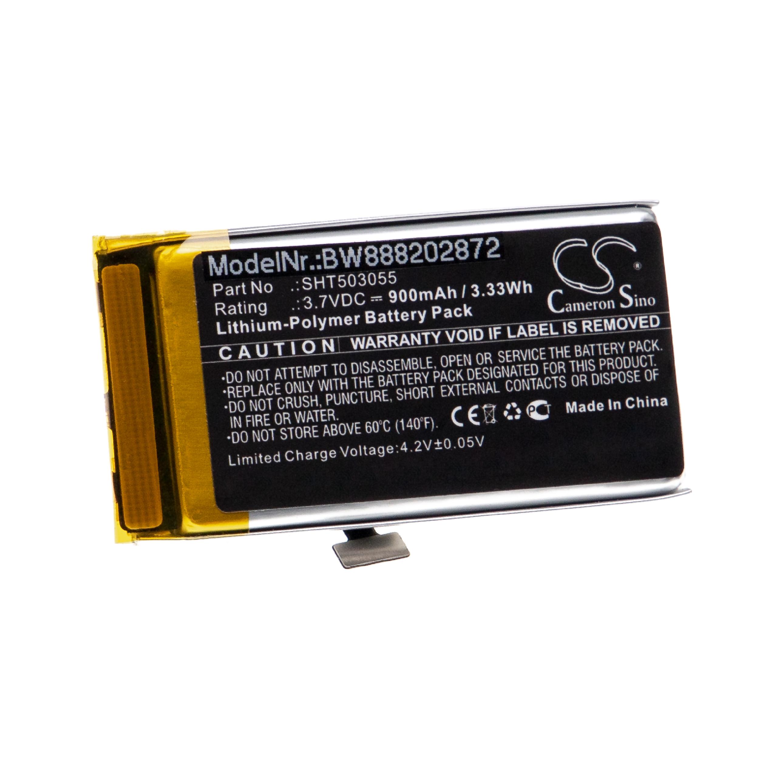 Batterie remplace Golf Buddy SHT503055 pour récepteur GPS bluetooth - 900mAh 3,7V Li-polymère