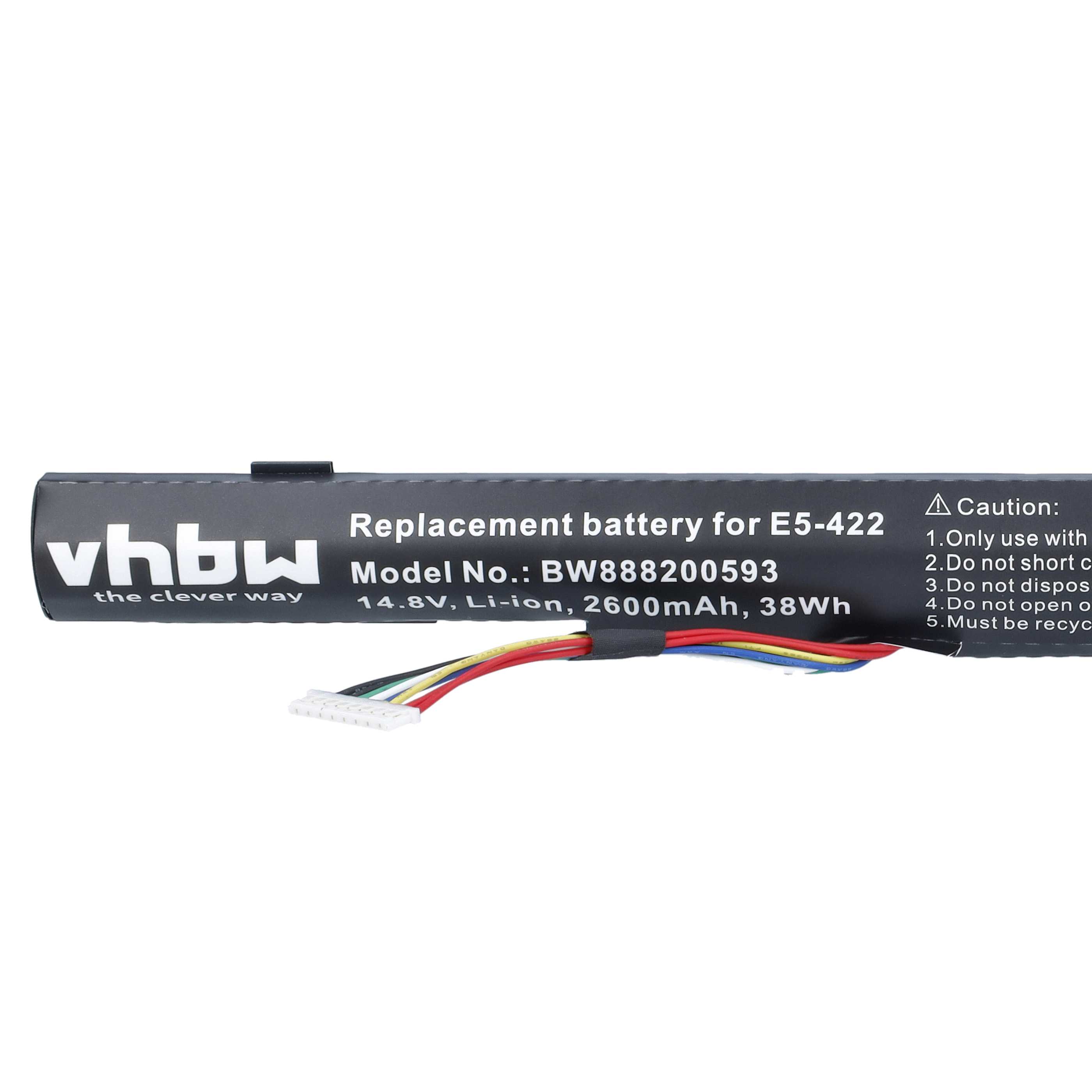 Batería recargable reemplaza Acer AL15A32 (4ICR17/65), AL15A32 para notebook - 2600 mAh 14,8 V Li-Ion negro